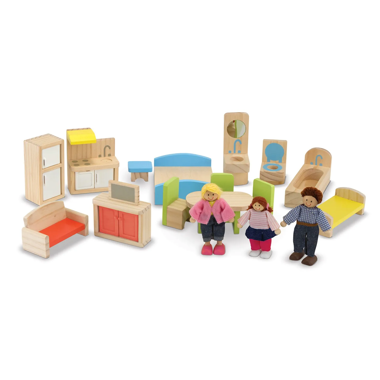 Melissa & Doug Hi-Rise houten poppenhuis met meubels