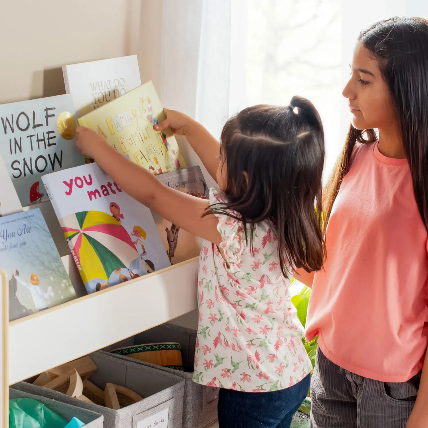 Guidecraft EdQ Book and Bin Browser boekenkast met bakken wit