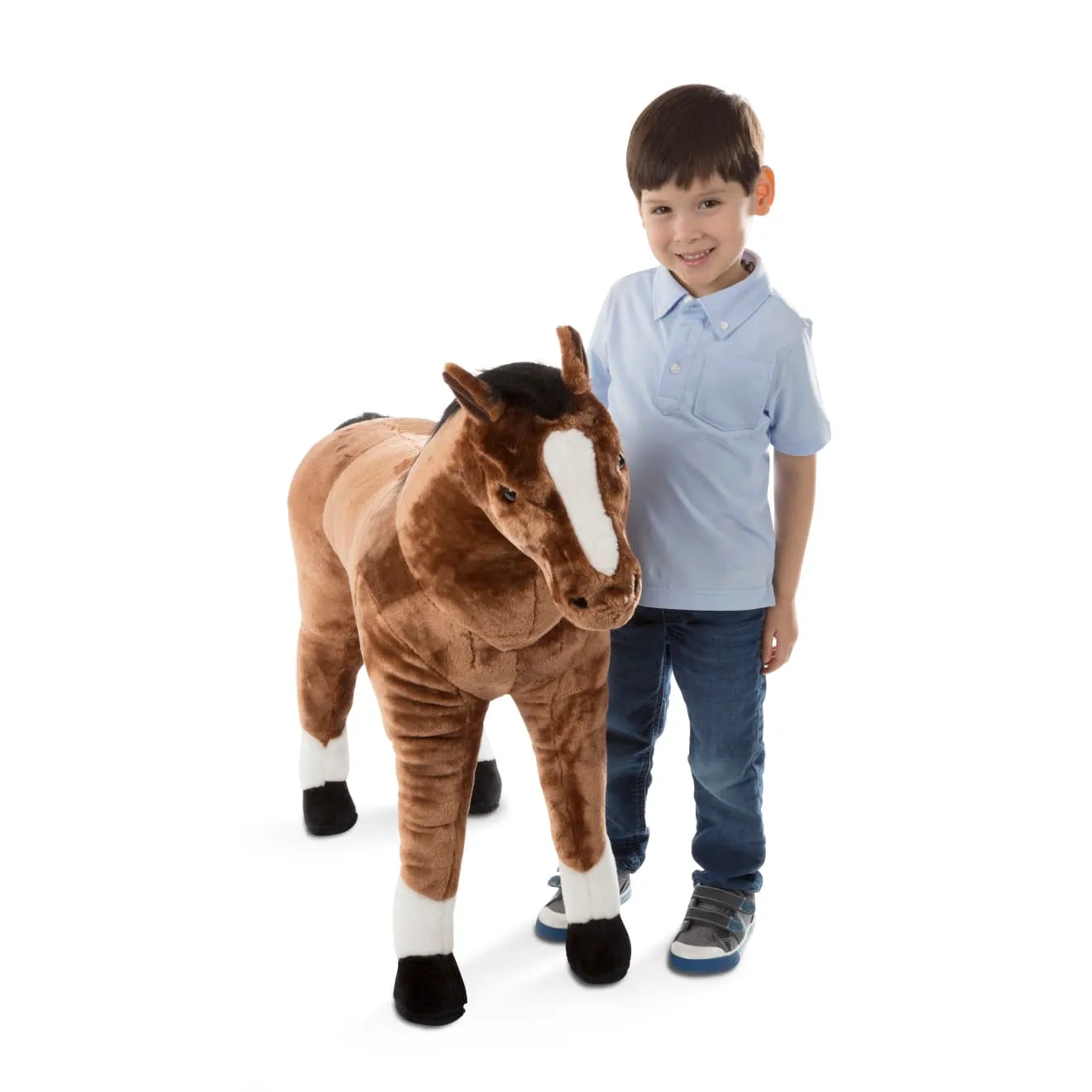 Melissa & Doug Paard knuffel reuze bruin 90 cm