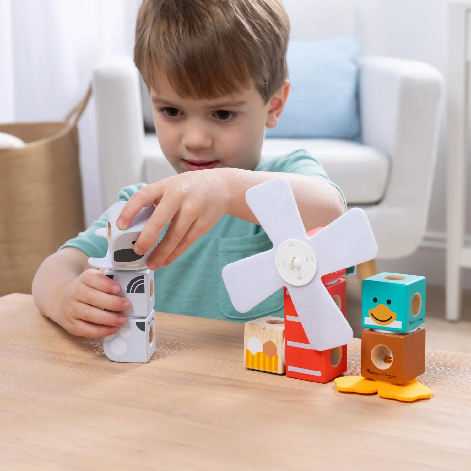 Melissa & Doug Blockables Farm Friends bouwset 16-delig