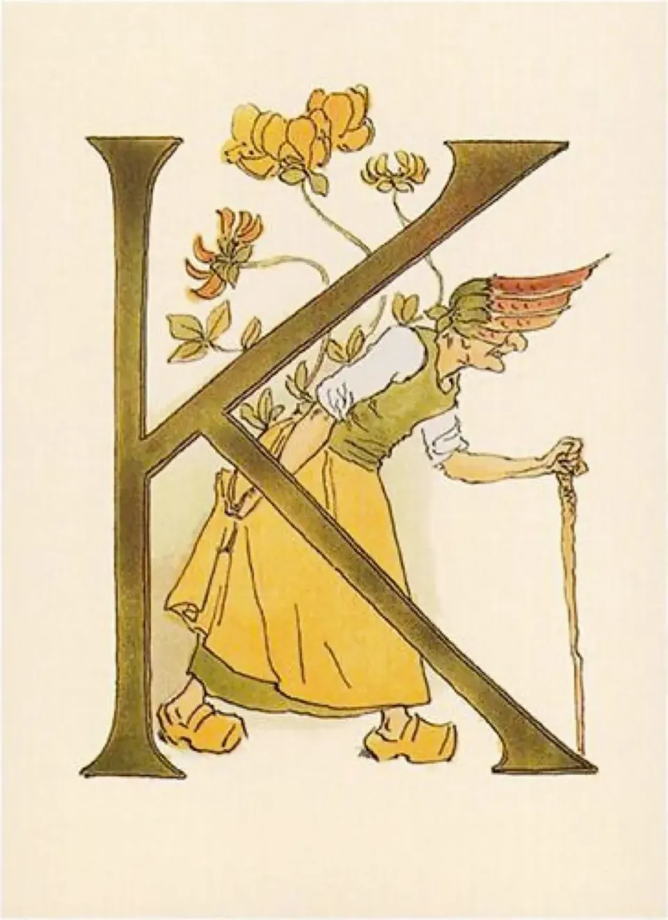 Ginger Fairy Ottilia Adelborg K ansichtkaart bloemenalfabet