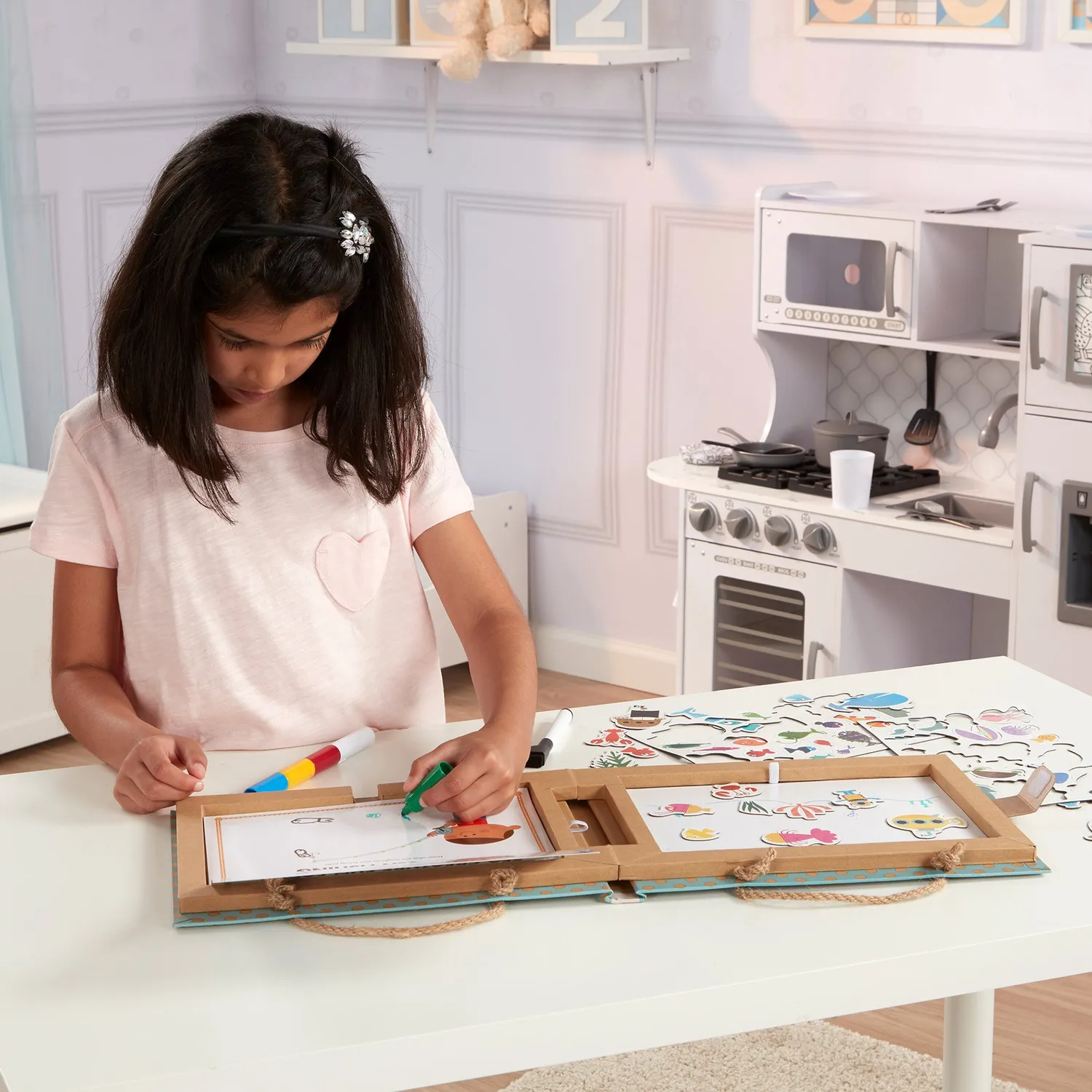 Melissa & Doug Natural Play Ocean Tekenkoffer Herbruikbaar Oceaan