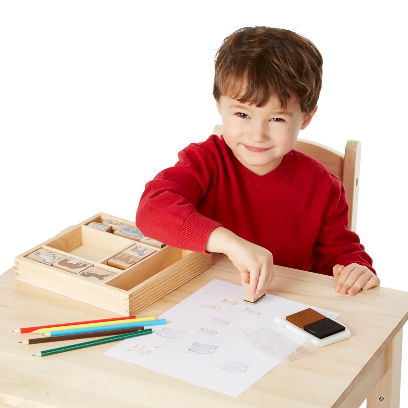 Melissa & Doug Houten Stempelset Paarden met inktpad