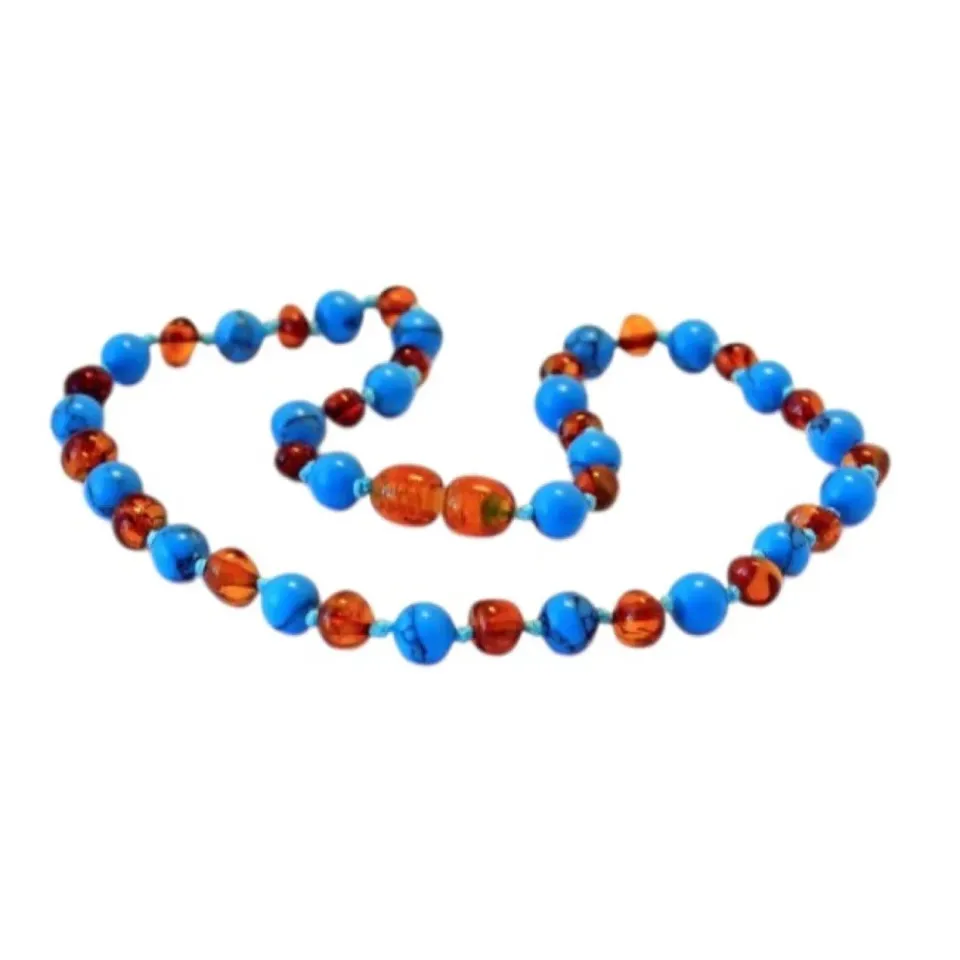 Ginger Fairy Kinderketting Barnsteen Turquoise 32 cm