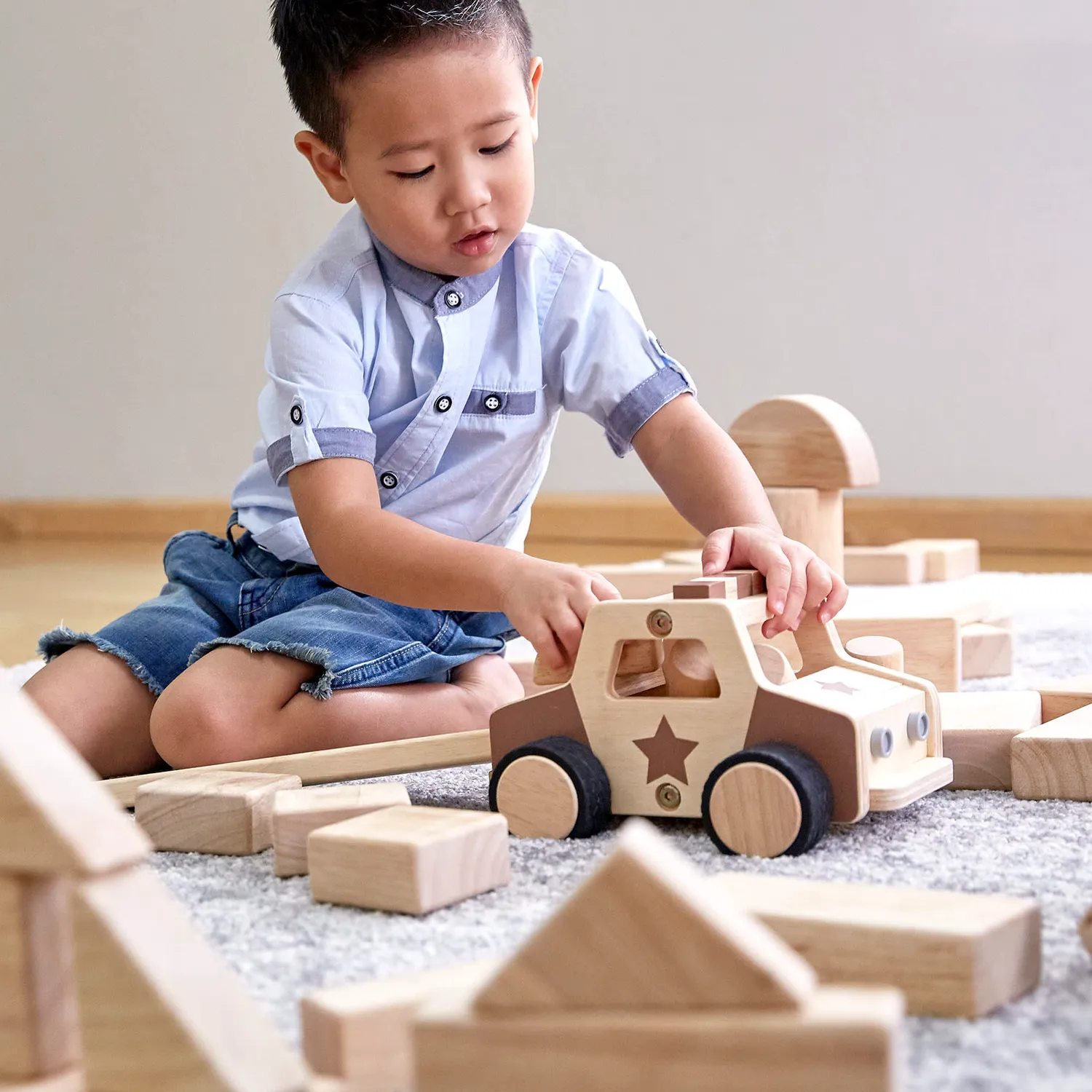 Guidecraft Wooden Police Car houten politieauto groot