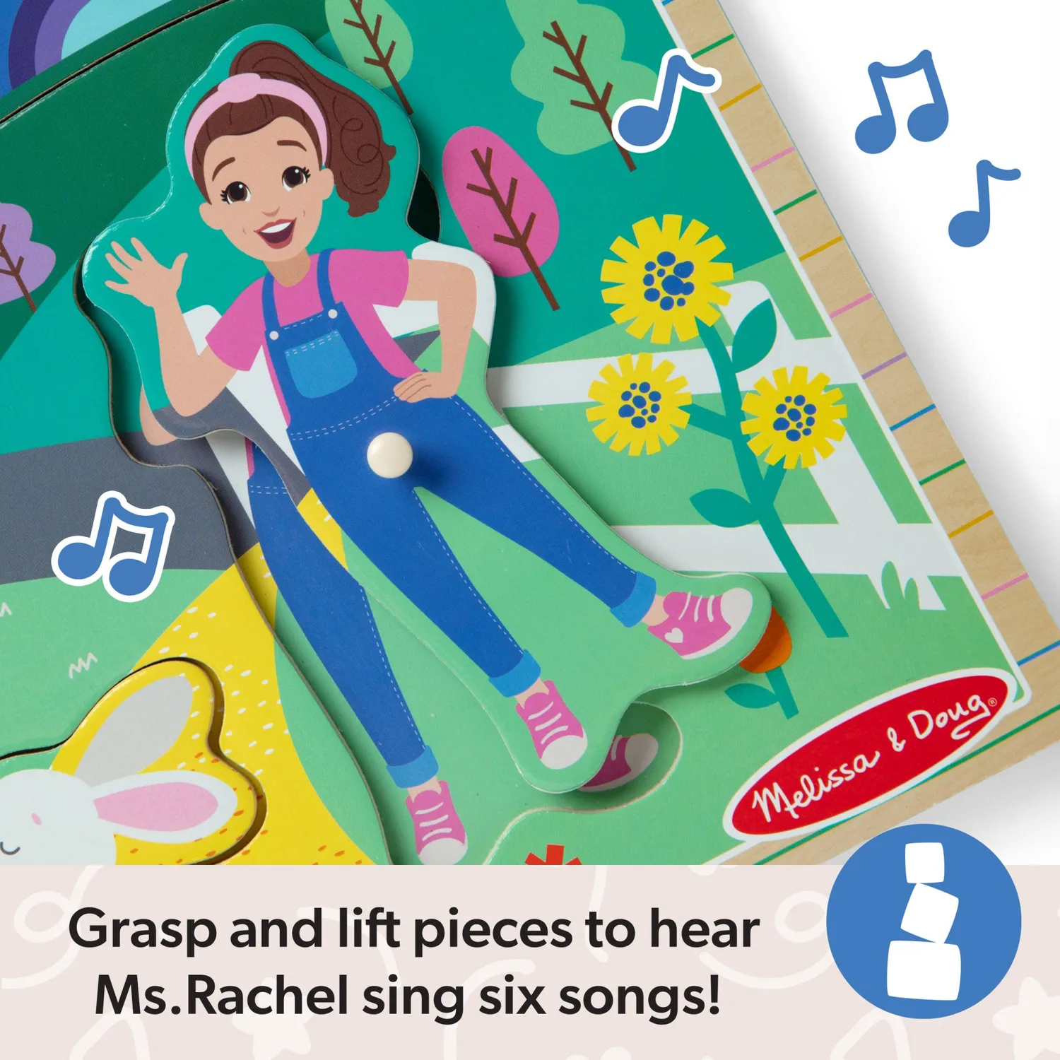 Melissa & Doug Ms. Rachel muziek puzzel hout 6 stukjes geluid