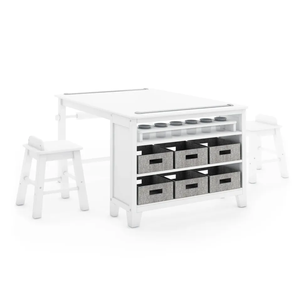 Martha Stewart Kids Knutseltafel met Krukken Linen White Papierrol