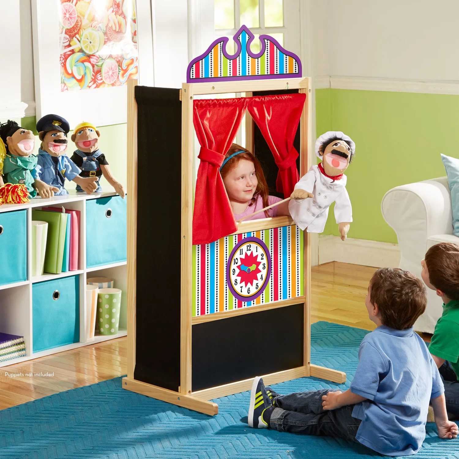 Melissa & Doug Wooden Deluxe poppentheater hout groot