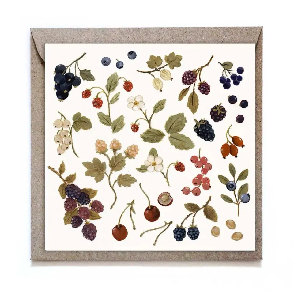Ginger Fairy Wild berries kaart 120x120 mm met envelop