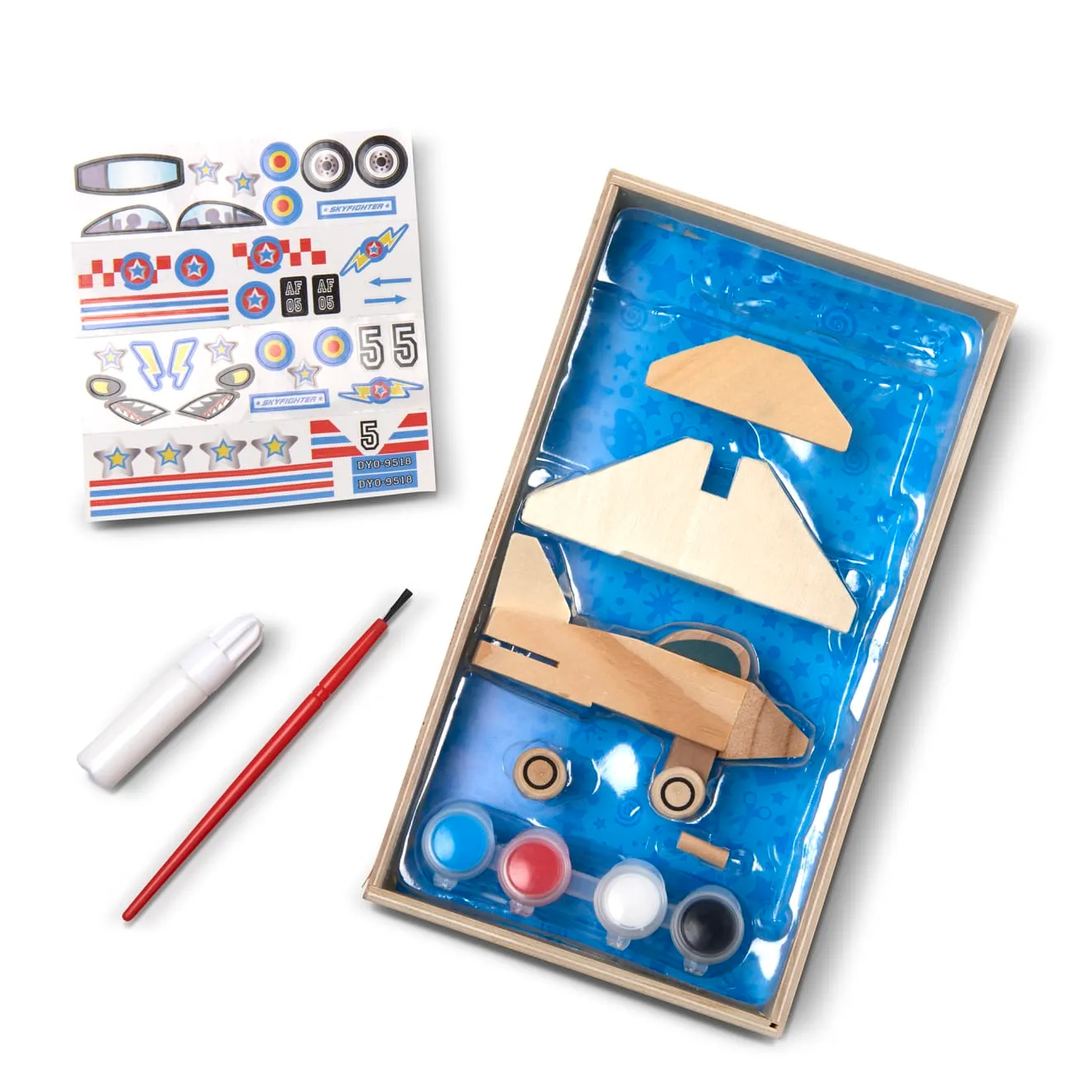 Melissa & Doug houten vliegtuig knutselset met verf