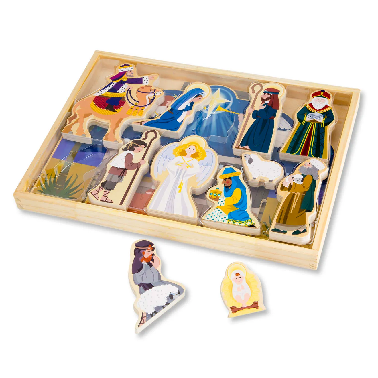 Melissa & Doug houten kerststal 15-delig kindvriendelijk