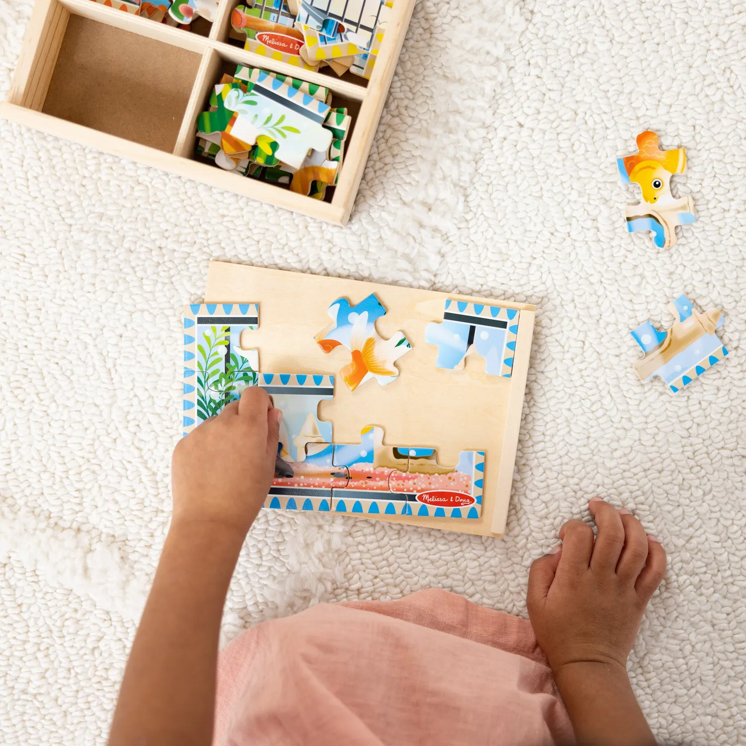 Melissa & Doug Pets houten puzzeldoos 4x12 stukjes