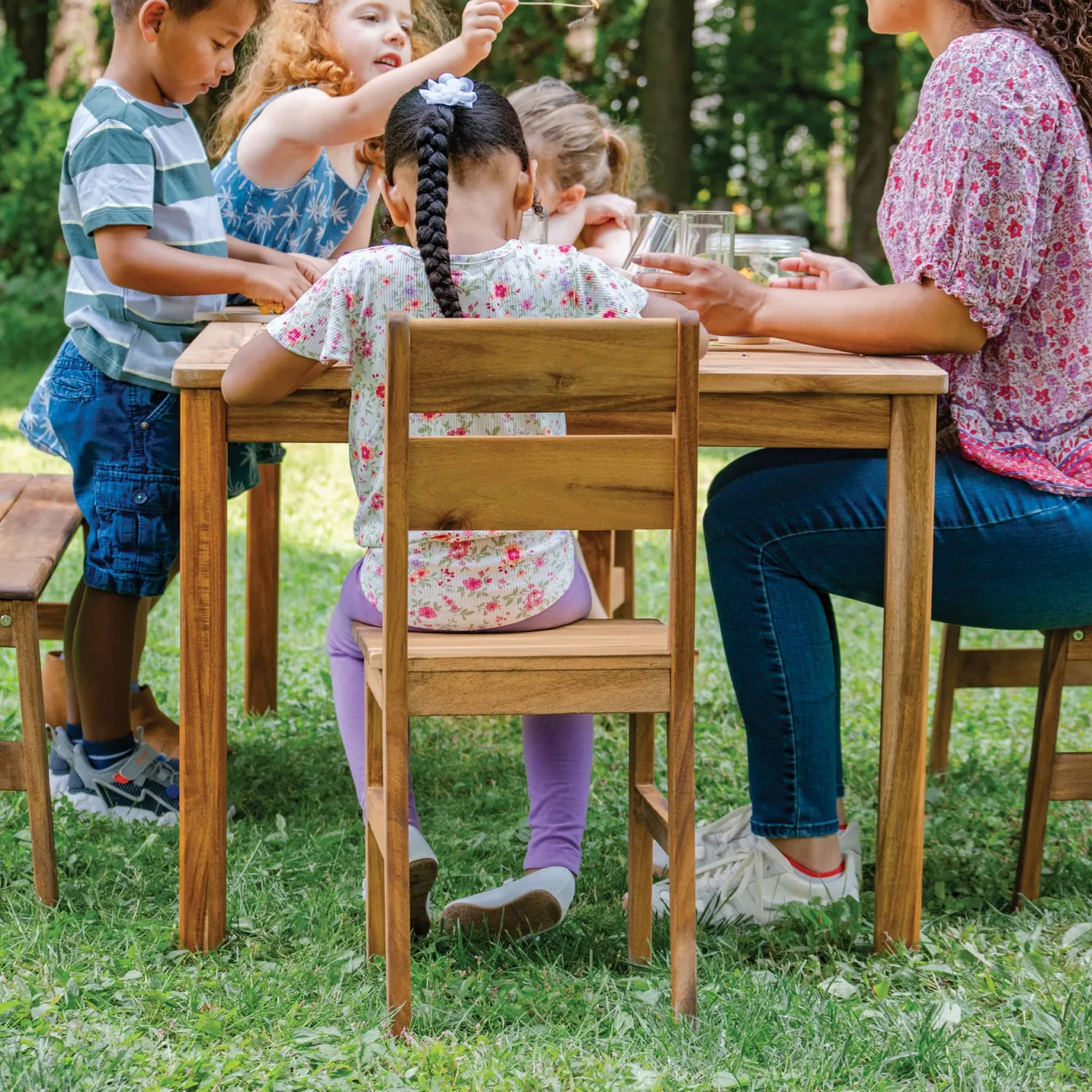 Guidecraft Acadia Outdoor Chair kinderstoel set van 2 acacia