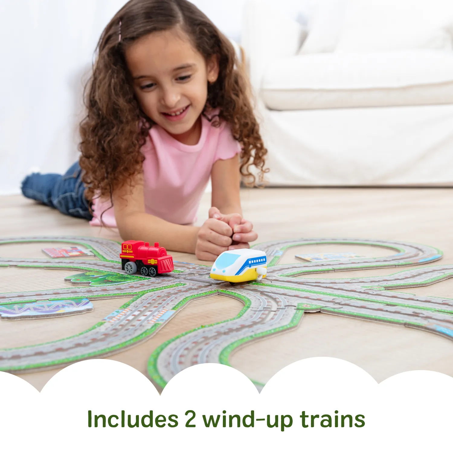 Melissa & Doug Trein vloerpuzzel 48 stuks met 2 treintjes spoor