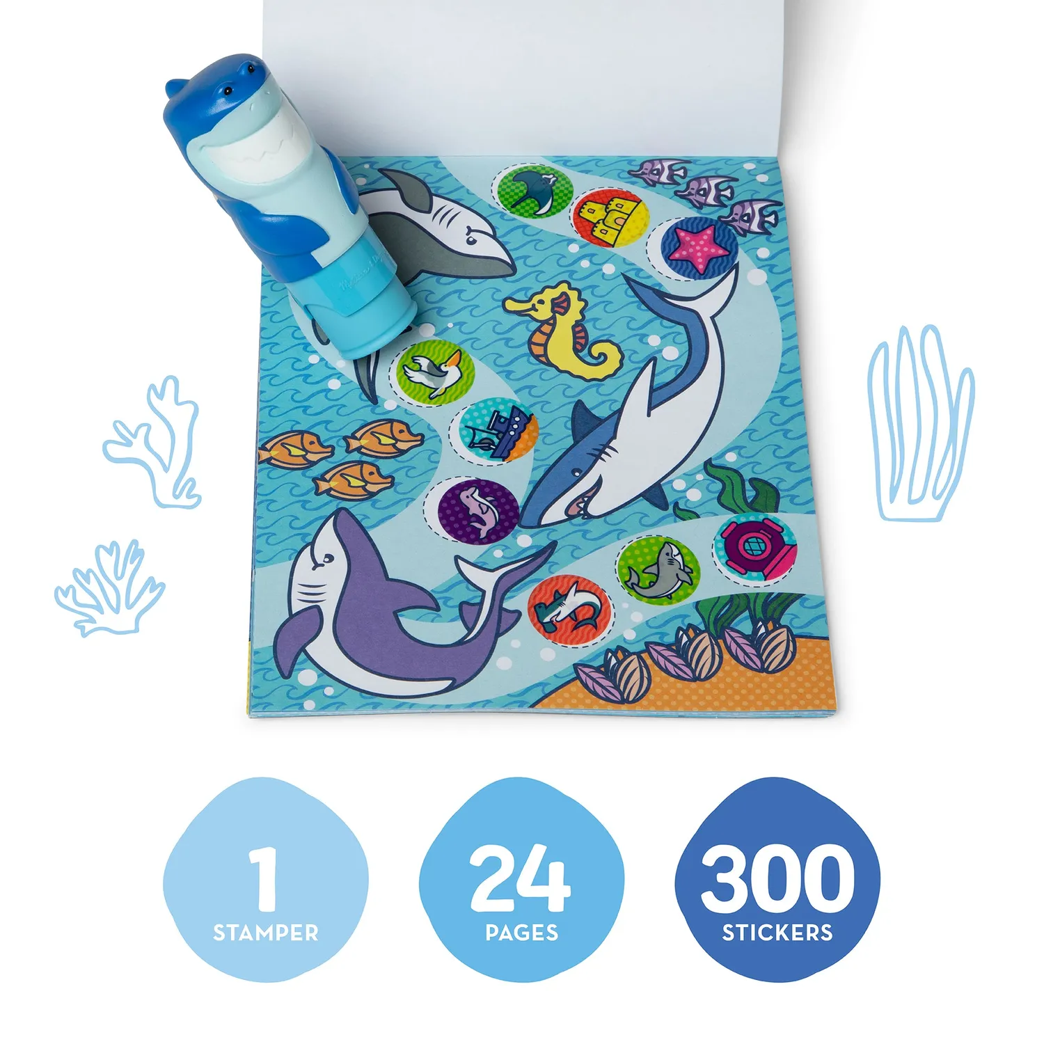 Melissa & Doug Sticker WOW Shark stickerboek met stamper