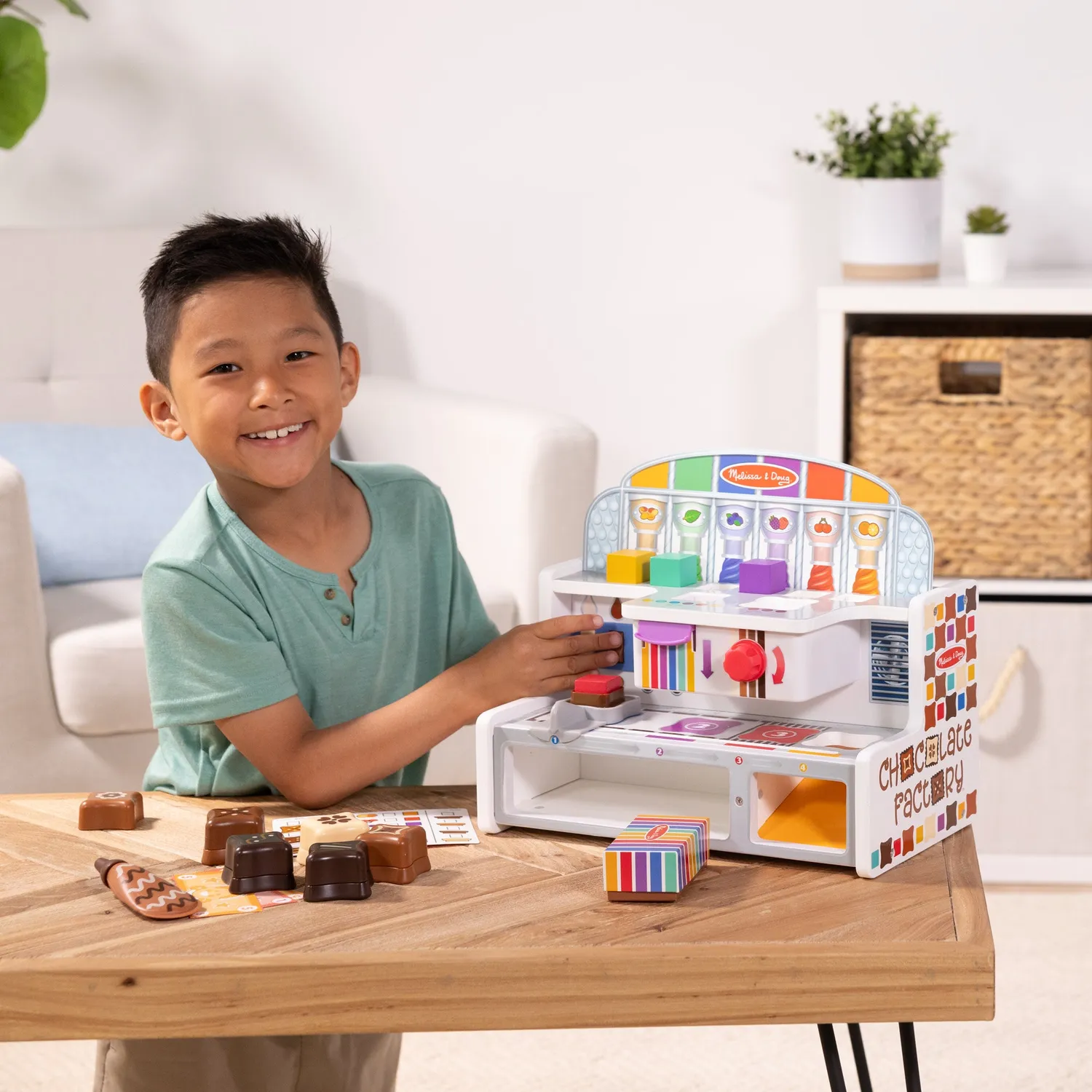 Melissa & Doug Wooden Chocolate Factory speelset chocolaatjes hout