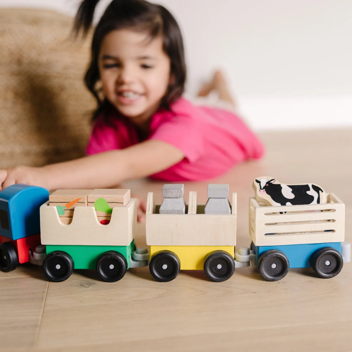 Melissa & Doug houten boerderijtrein speelgoedtrein