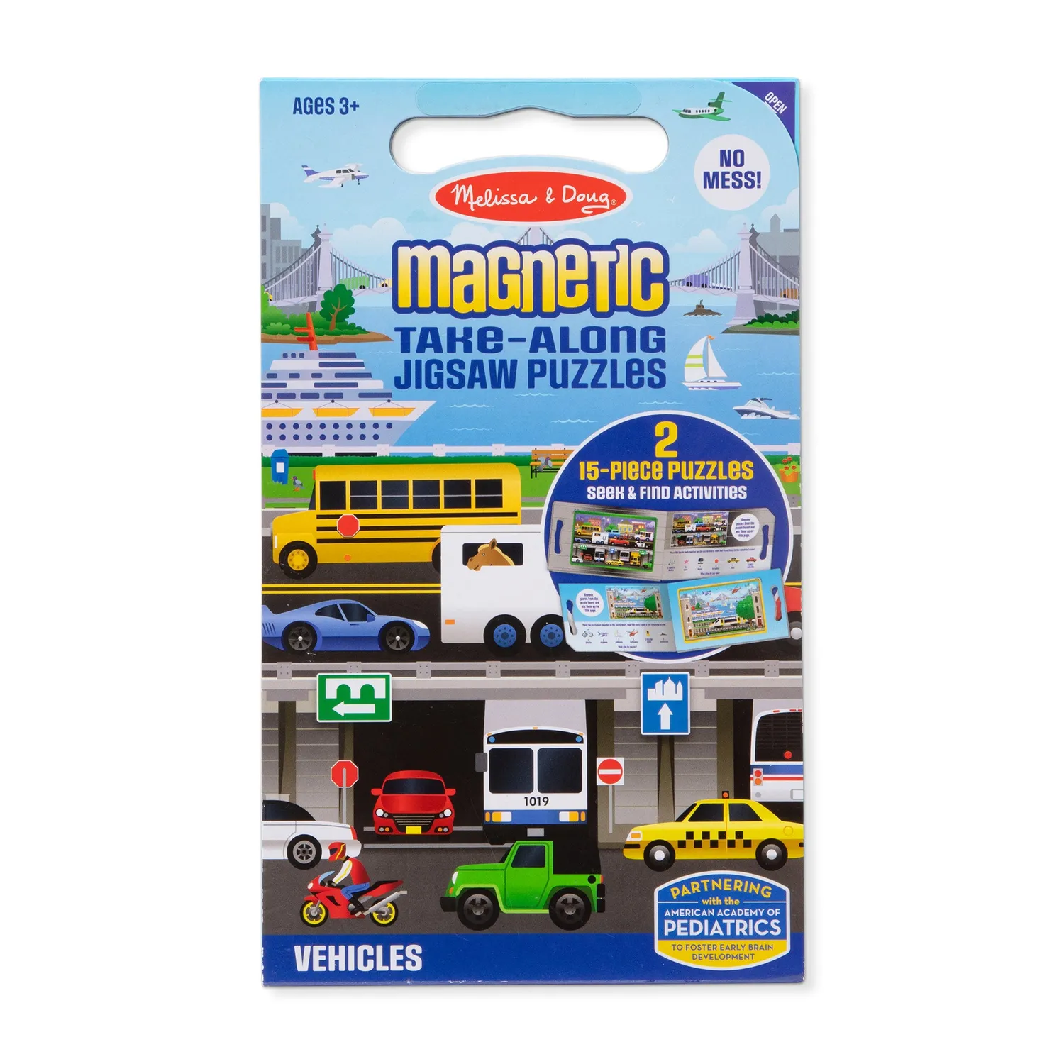Melissa & Doug Take-Along Vehicles magneetpuzzel 2x15 stukjes