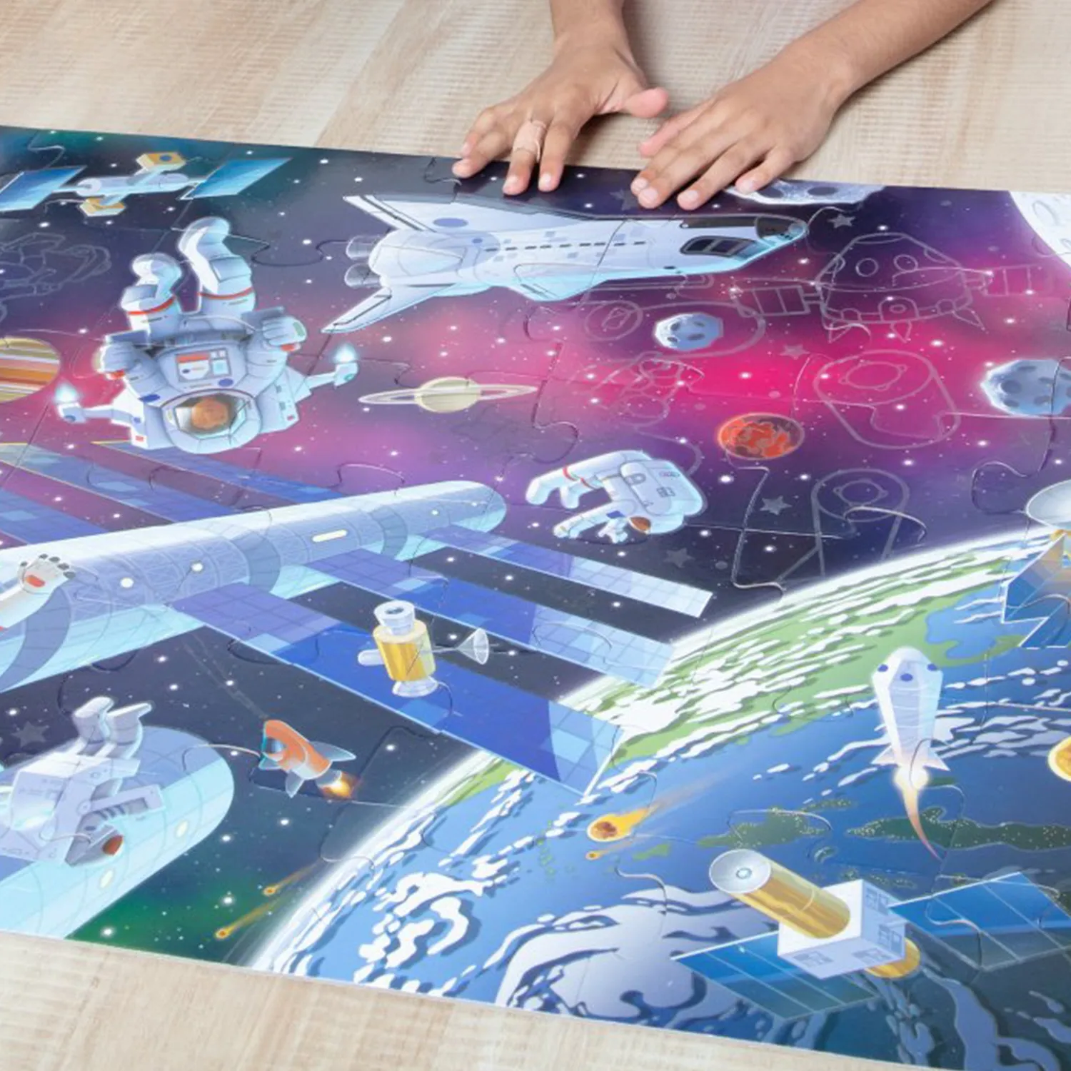Melissa & Doug Outer Space glow in the dark vloerpuzzel 48 stukjes