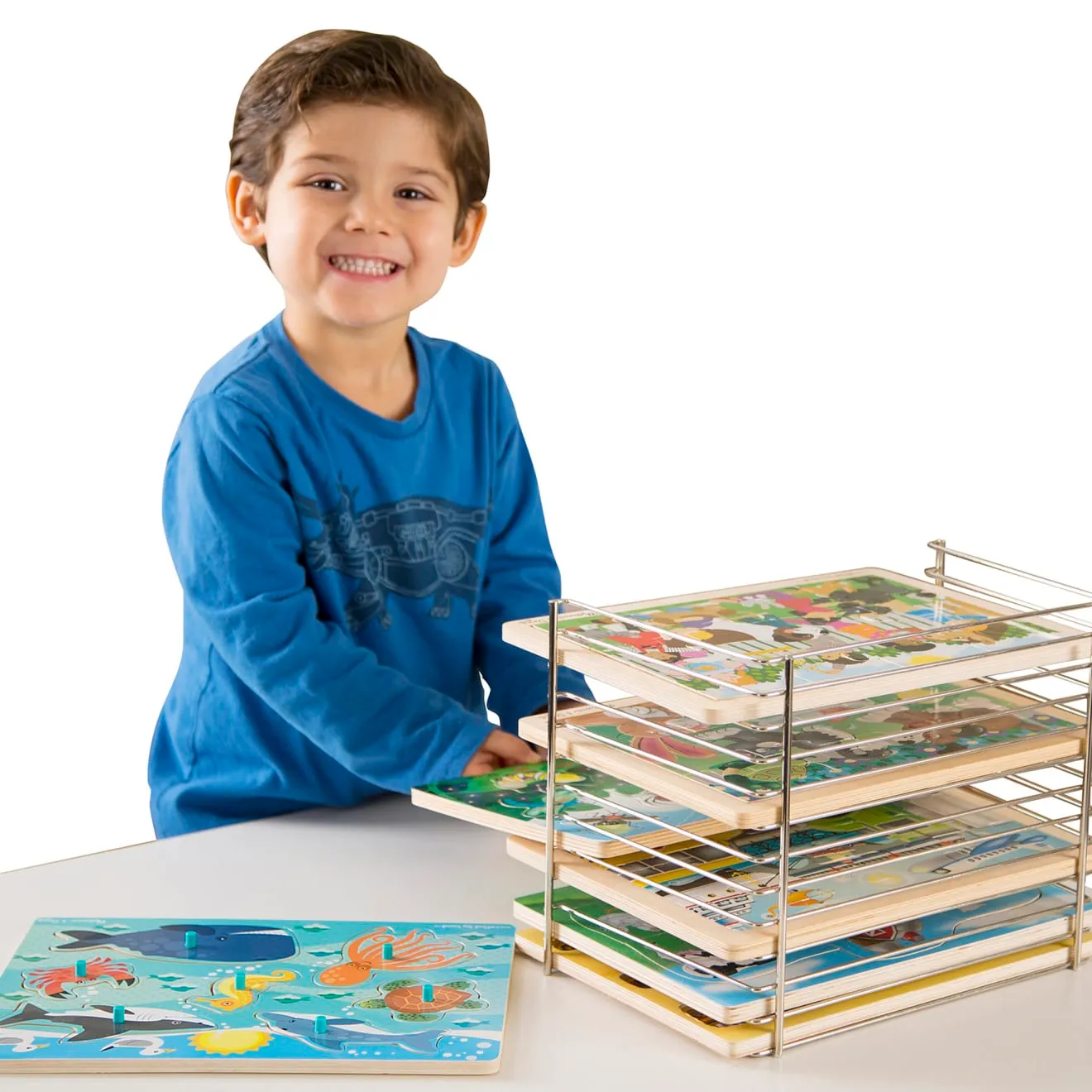 Melissa & Doug Wire Puzzle puzzelrek voor 12 puzzels