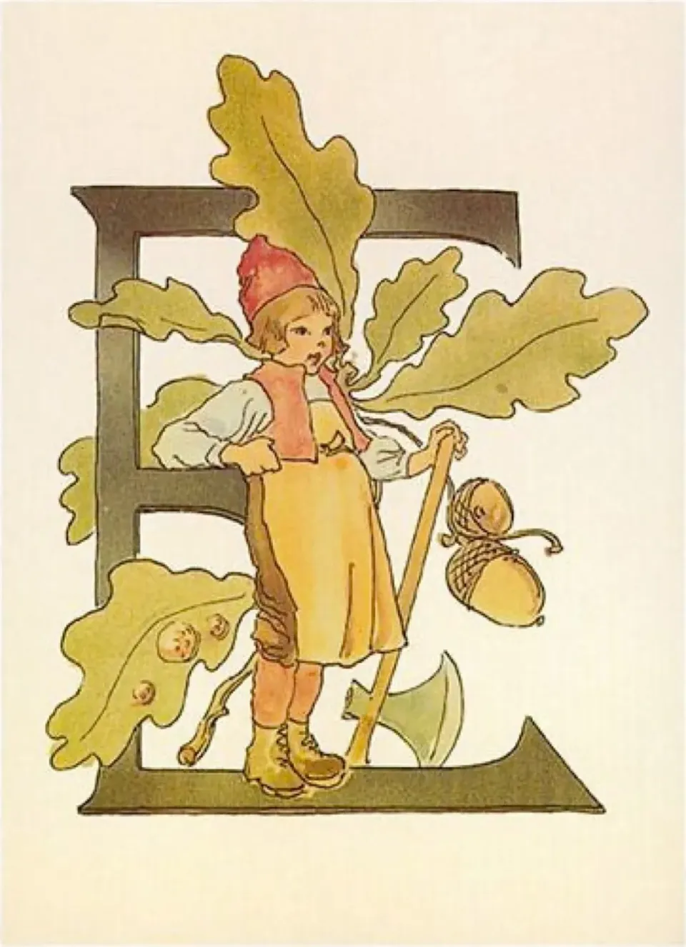 Ginger Fairy Blomsteralfabet ansichtkaart E bloemen