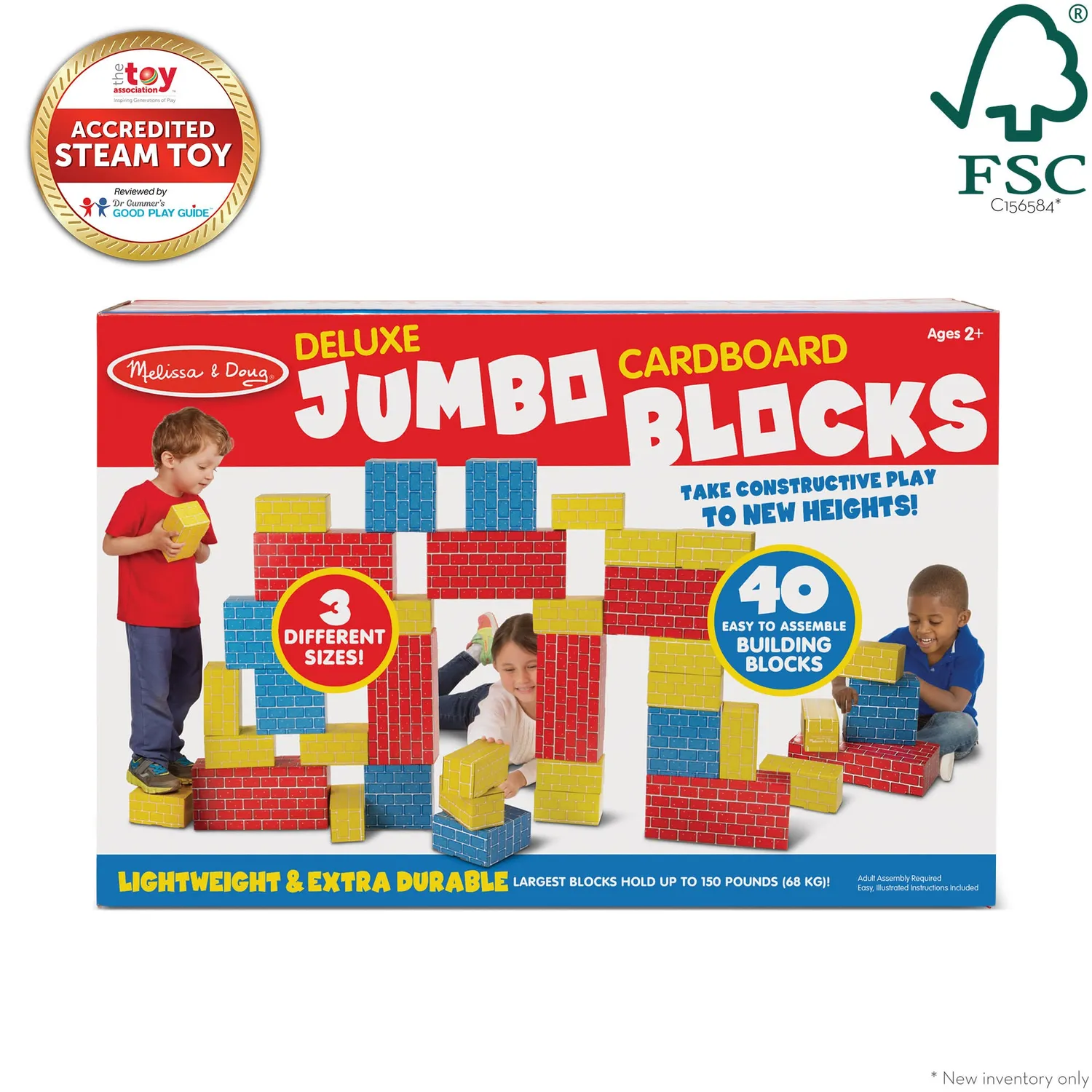 Melissa & Doug Deluxe Jumbo kartonnen bouwblokken 40-delig
