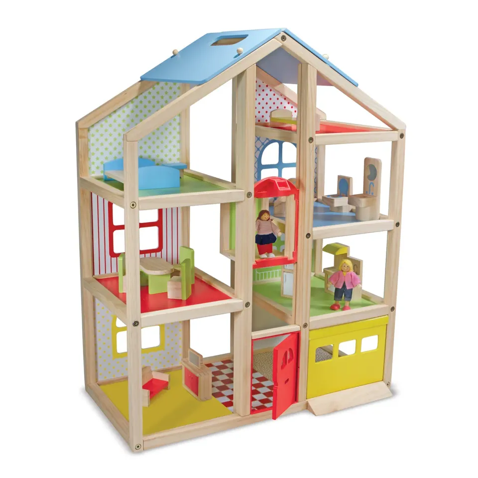 Melissa & Doug Hi-Rise houten poppenhuis met meubels