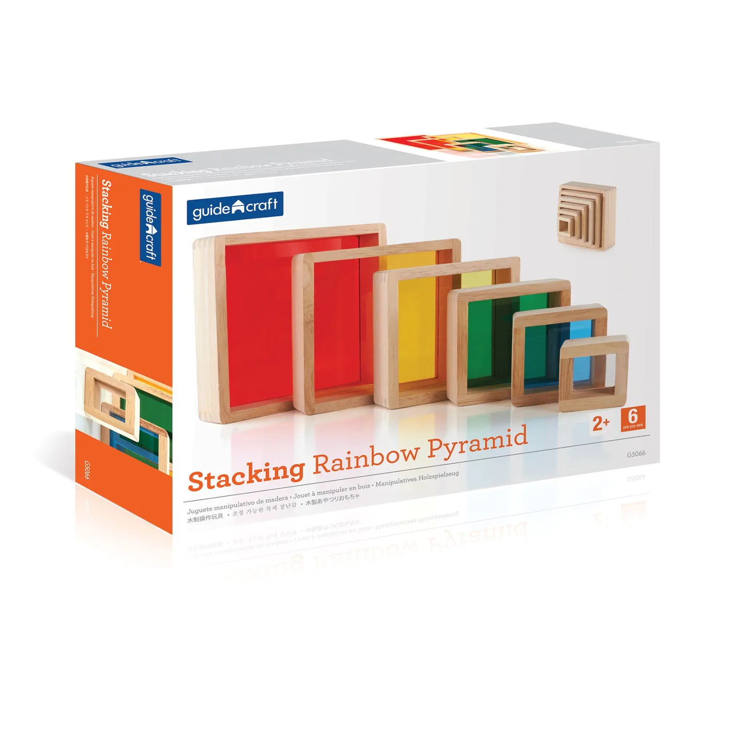 Guidecraft Stacking Rainbow Pyramid stapelspeelgoed 6-delig