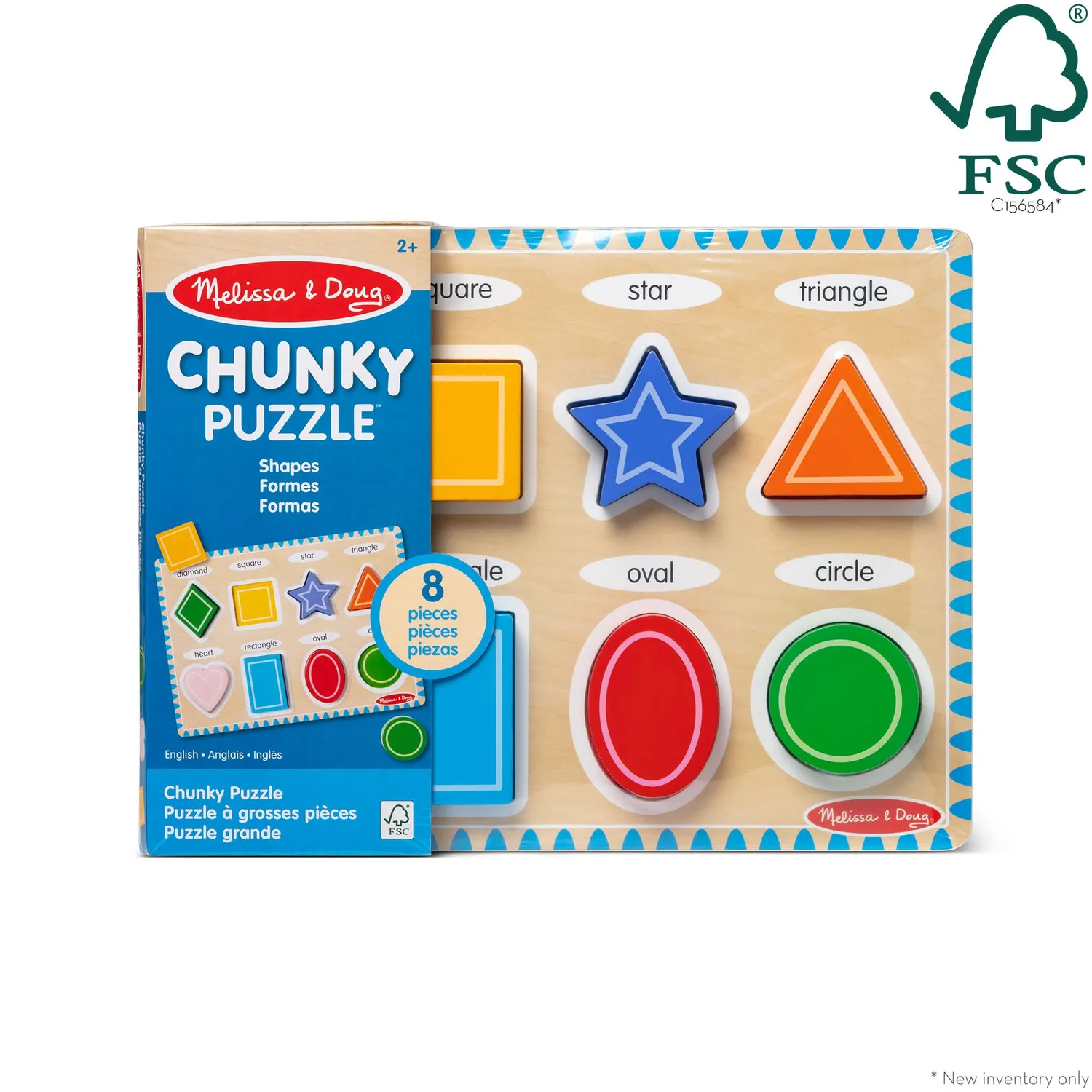 Melissa & Doug Shapes Chunky vormenpuzzel hout 8 stukjes