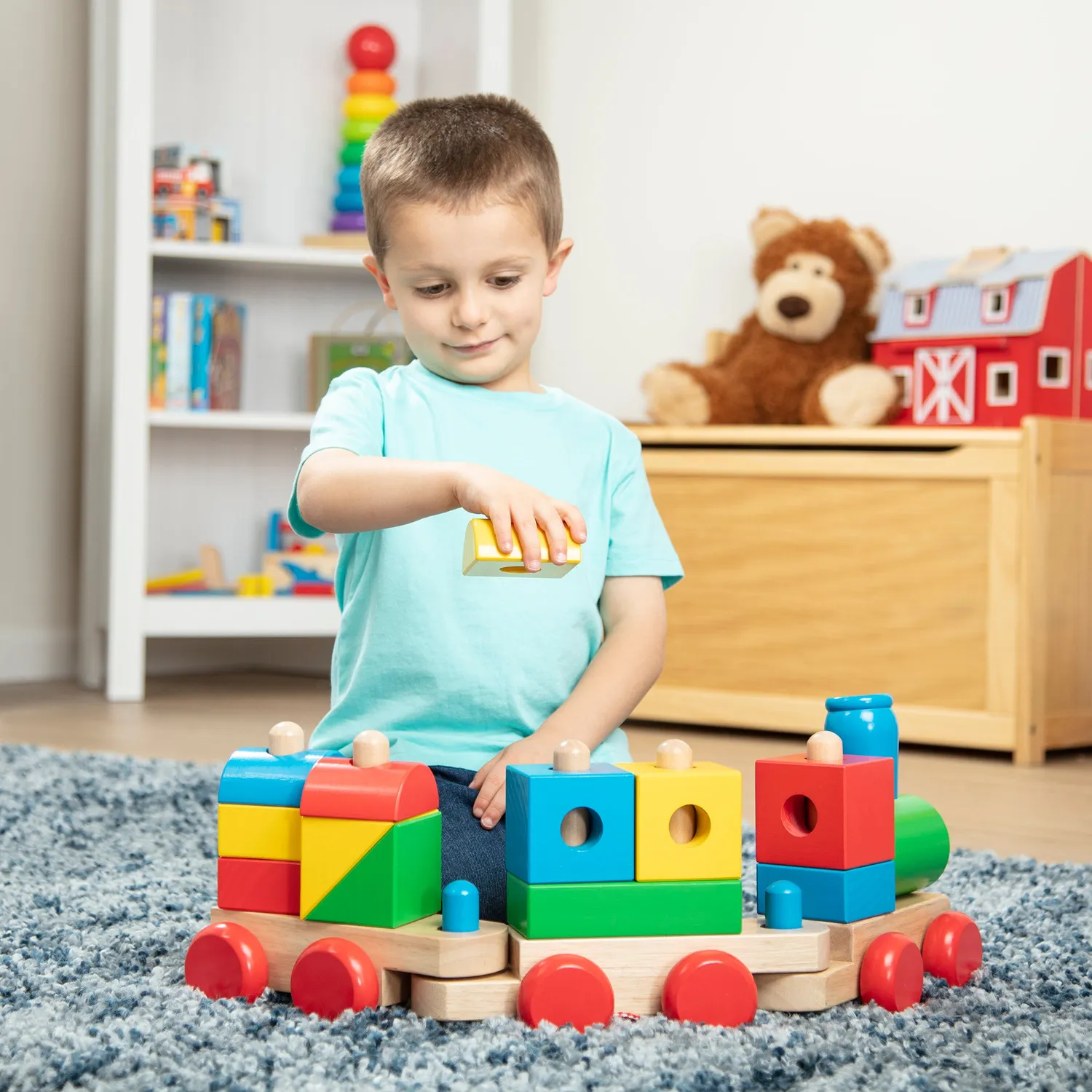 Melissa & Doug Jumbo Stacking Train houten trein classic 14-delig