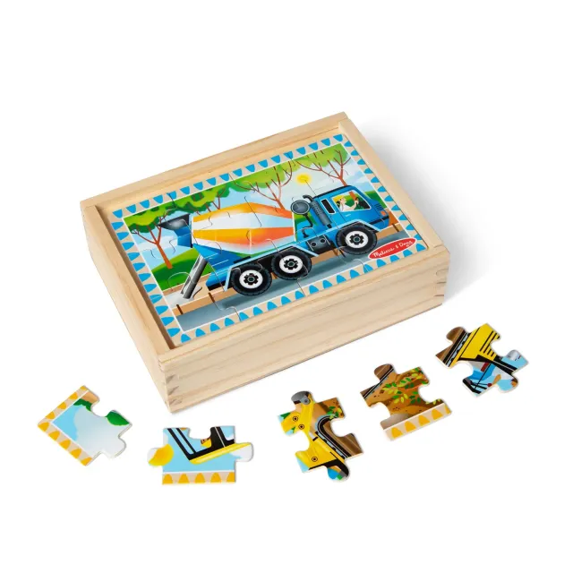Melissa & Doug Construction houten puzzel 4x12 stukjes voertuigen