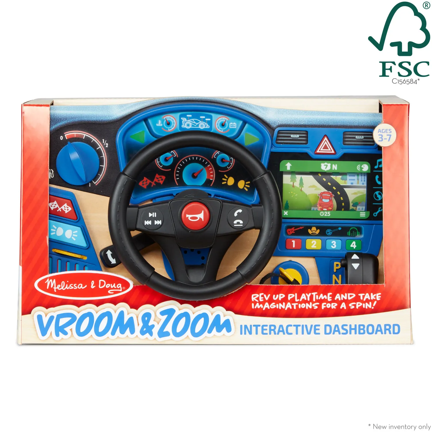 Melissa & Doug Vroom & Zoom dashboard speelgoed houten
