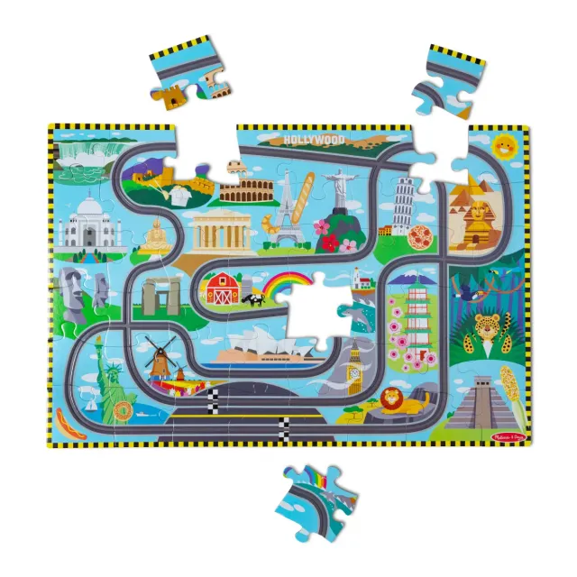 Melissa & Doug Race Around the World vloerpuzzel 48 stukjes