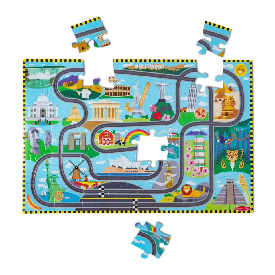 Melissa & Doug Race Around the World vloerpuzzel 48 stukjes