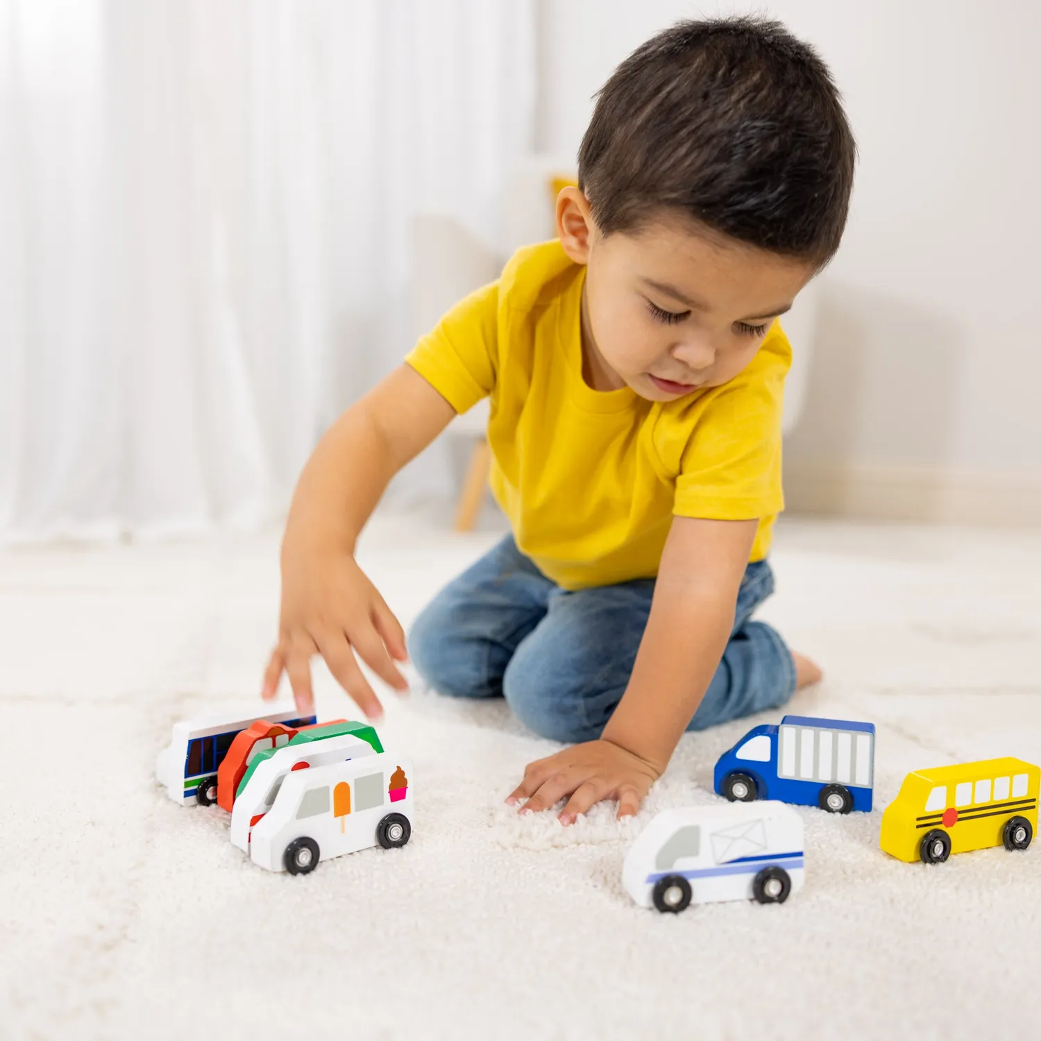 Melissa & Doug Town Vehicles houten voertuigen 9-delig