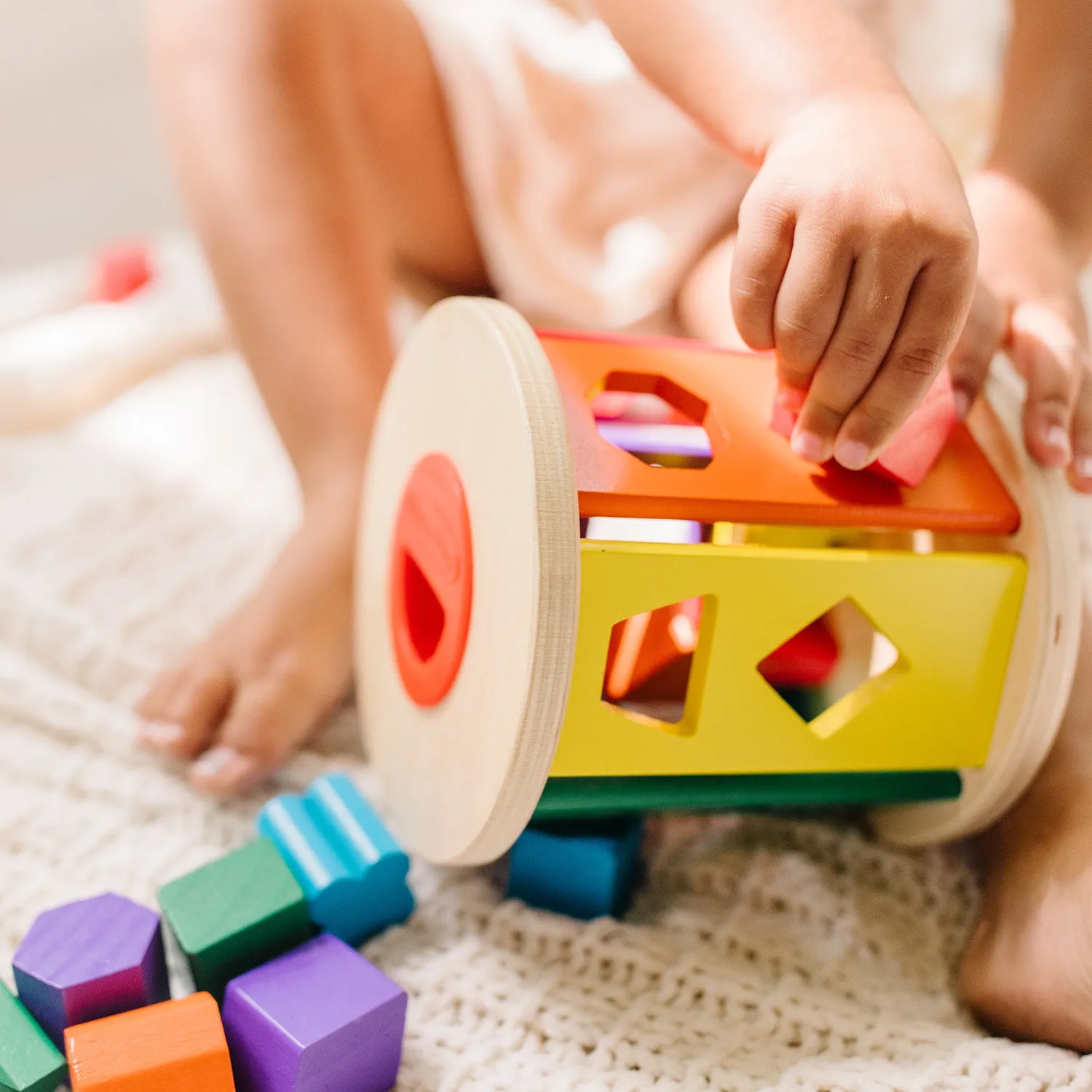 Melissa & Doug Match and Roll vormenstoof hout 12 vormen
