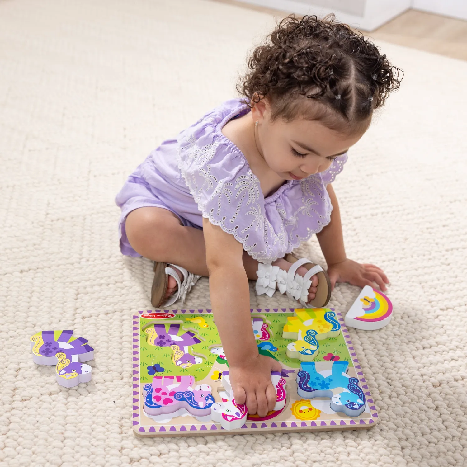 Melissa & Doug Unicorn Chunky Puzzle puzzel 6 stukjes hout