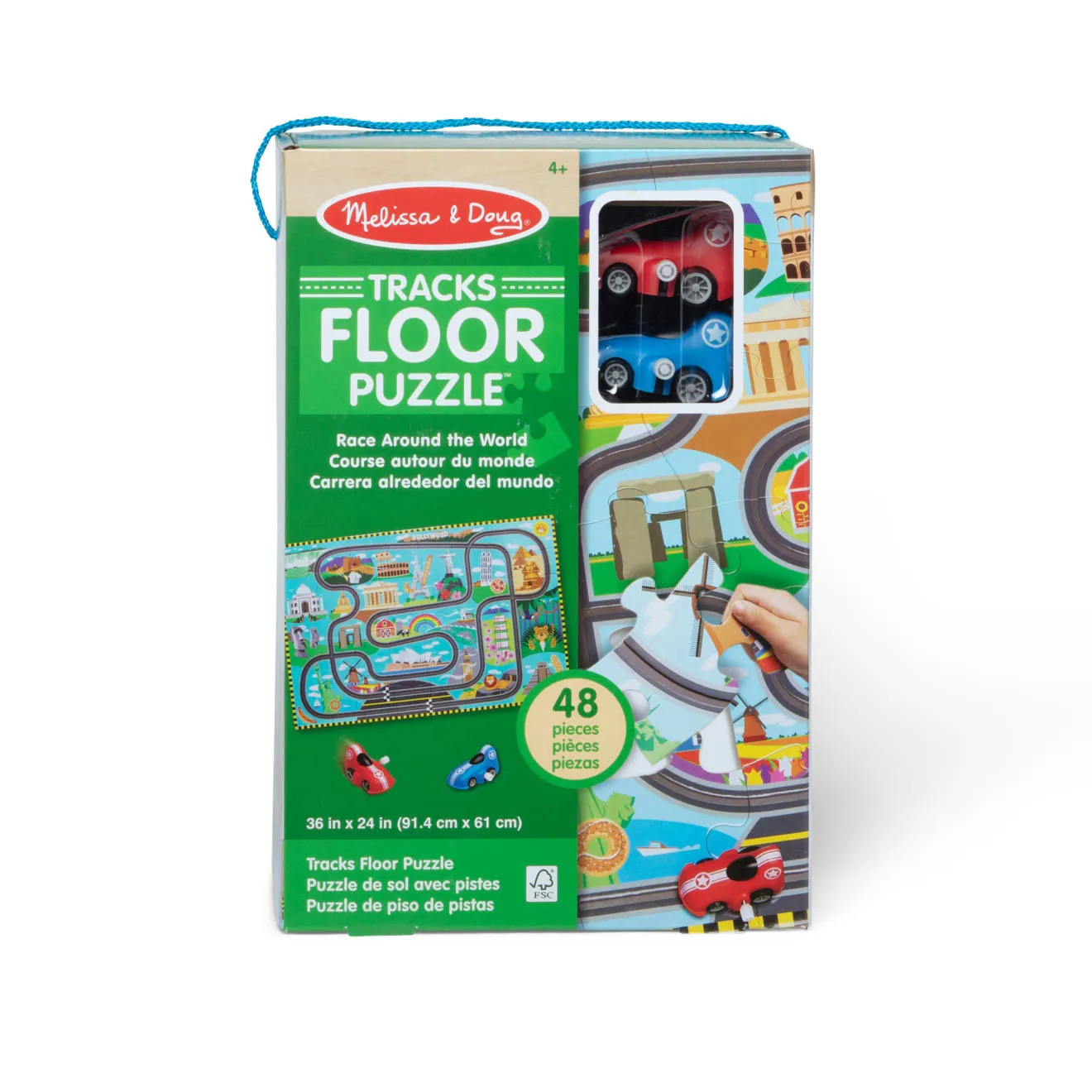 Melissa & Doug Race Around the World vloerpuzzel 48 stukjes