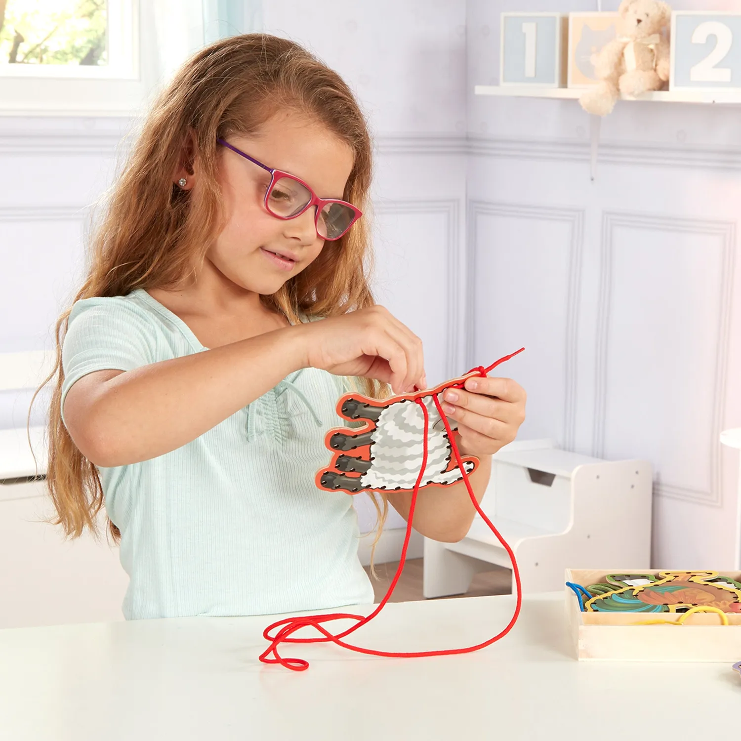 Melissa & Doug Lace & Trace Farm rijgspel hout 5-delig