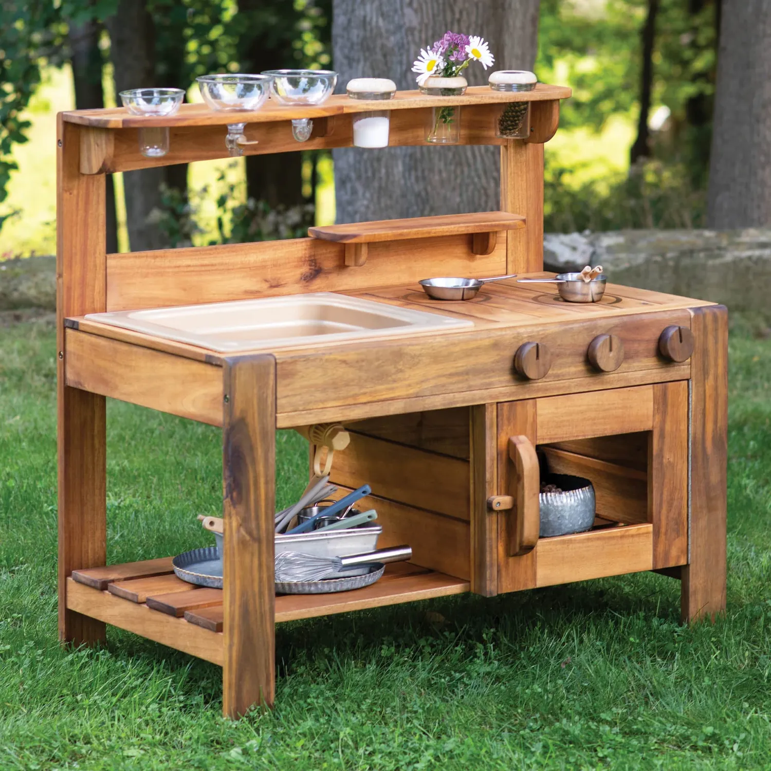 Guidecraft Acadia Outdoor modderkeuken acacia met accessoires
