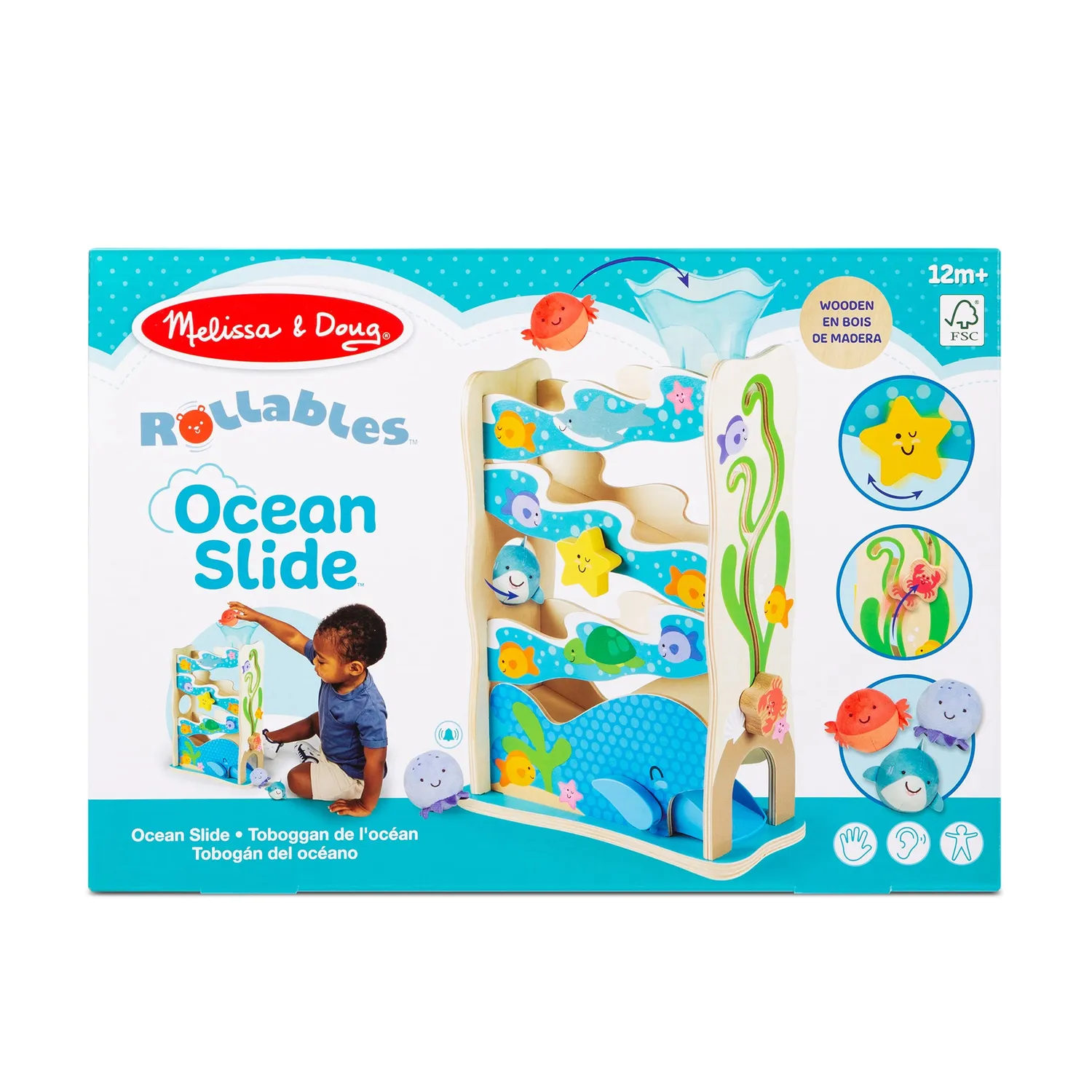 Melissa & Doug Rollables Ocean Slide houten ballenbaan 12+ maanden