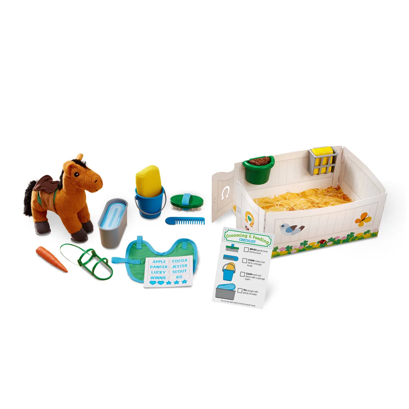 Melissa & Doug Feed & Groom Horse Care paardenset met knuffel