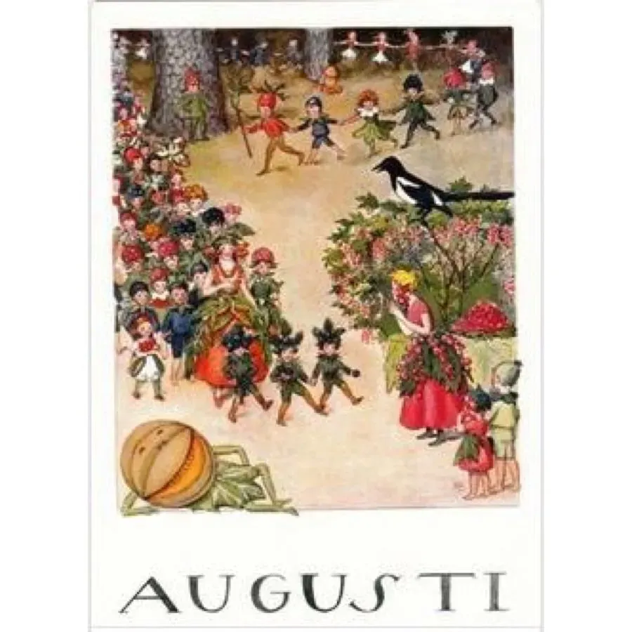 Elsa Beskow Augusti poster A4 seizoenstafel