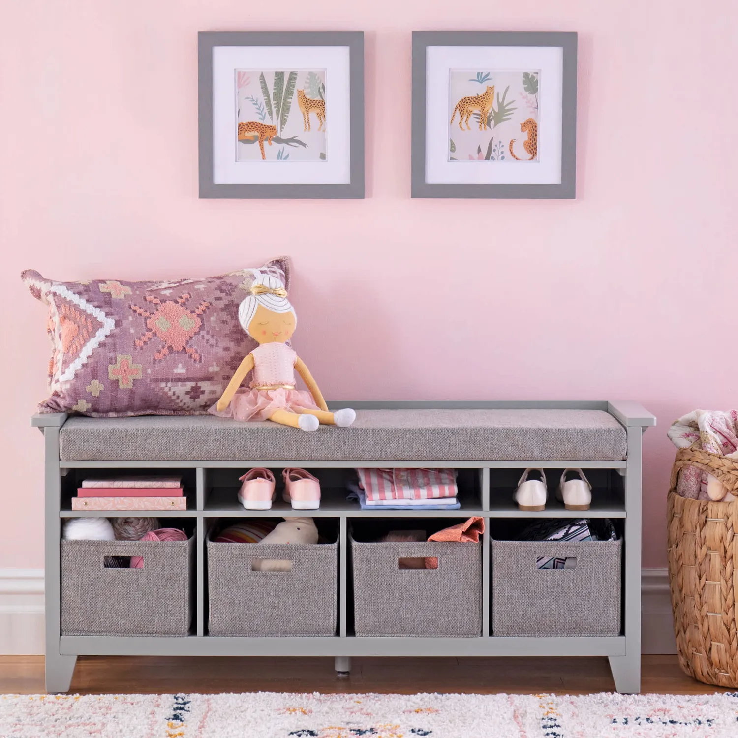 Guidecraft Martha Stewart Kids Storage Bench opbergbank met kussen