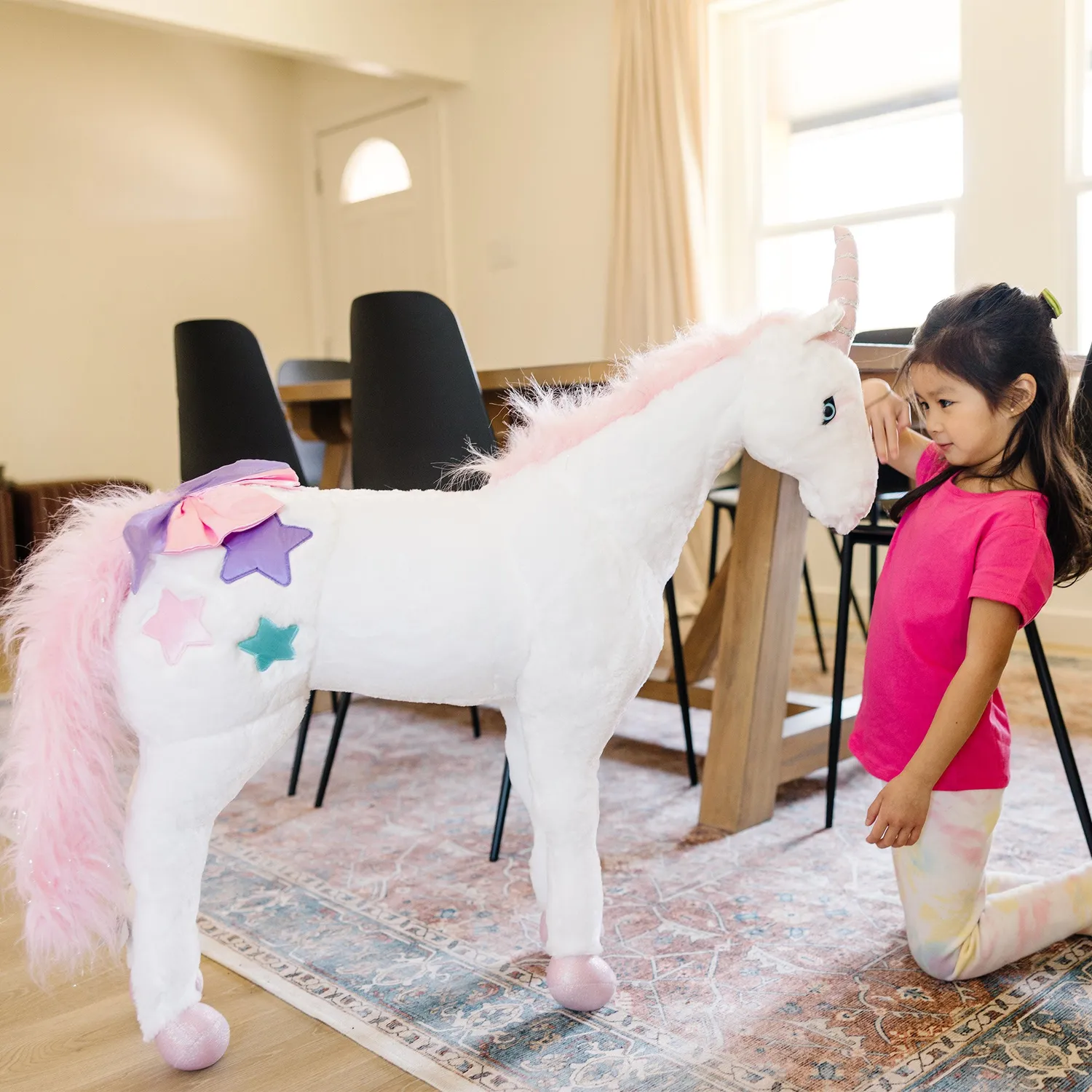 Melissa & Doug Unicorn Knuffel Groot Roze Zijdezacht