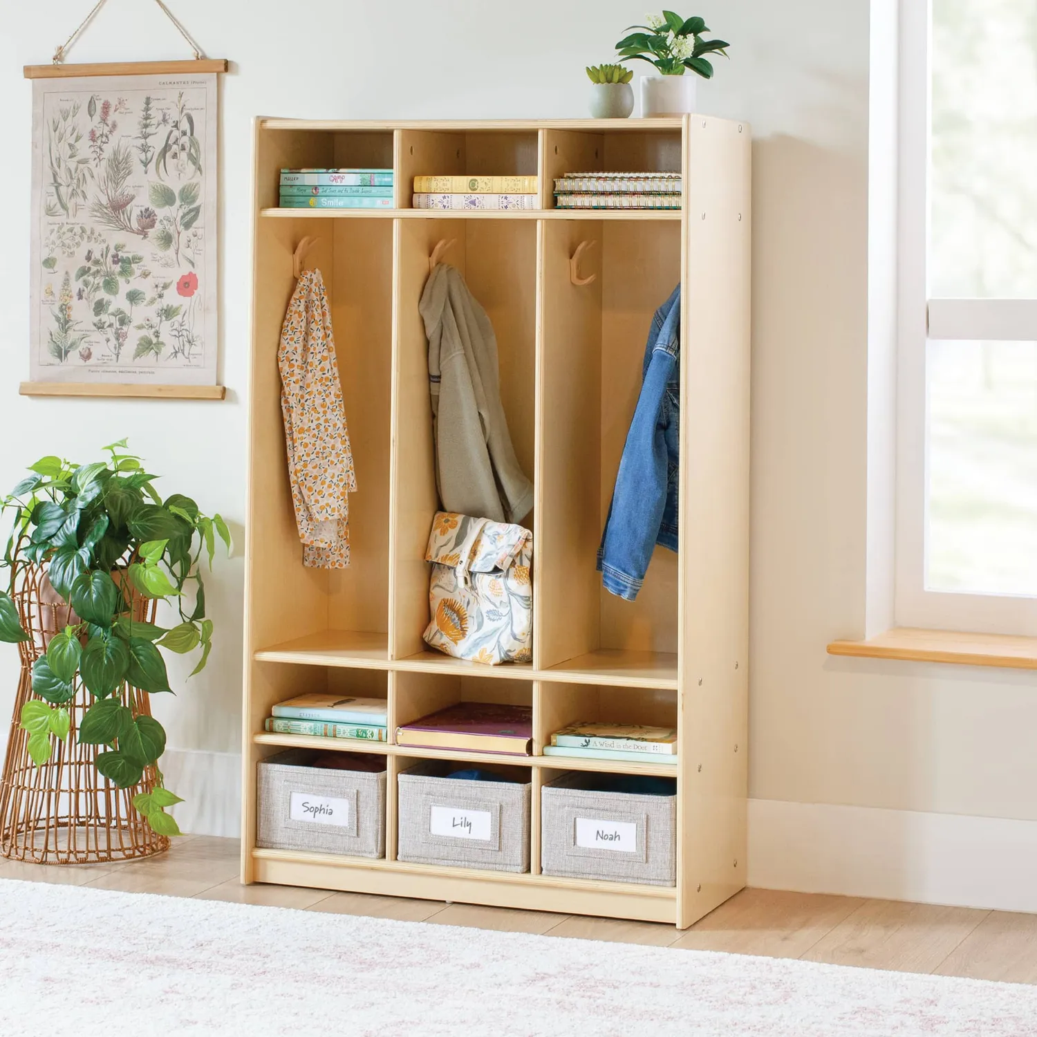 Guidecraft EdQ 3-Section Locker kluisjeskast naturel hout