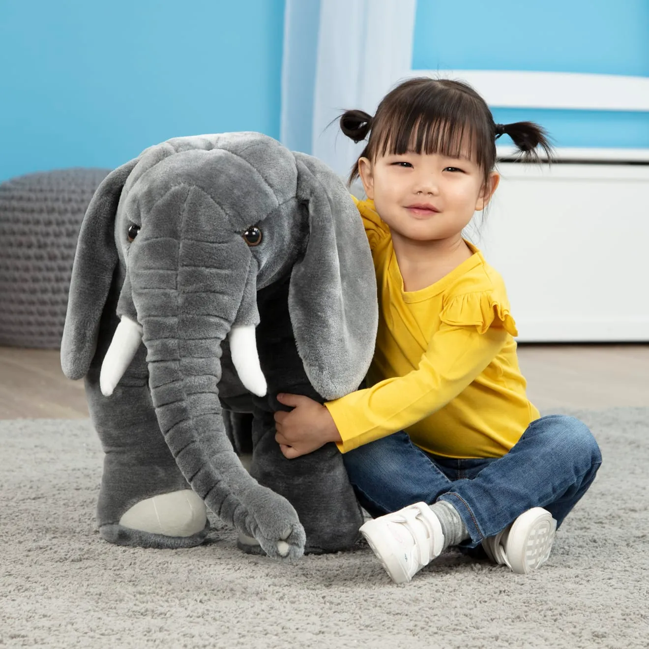 Melissa & Doug Olifant knuffel groot grijs XXL