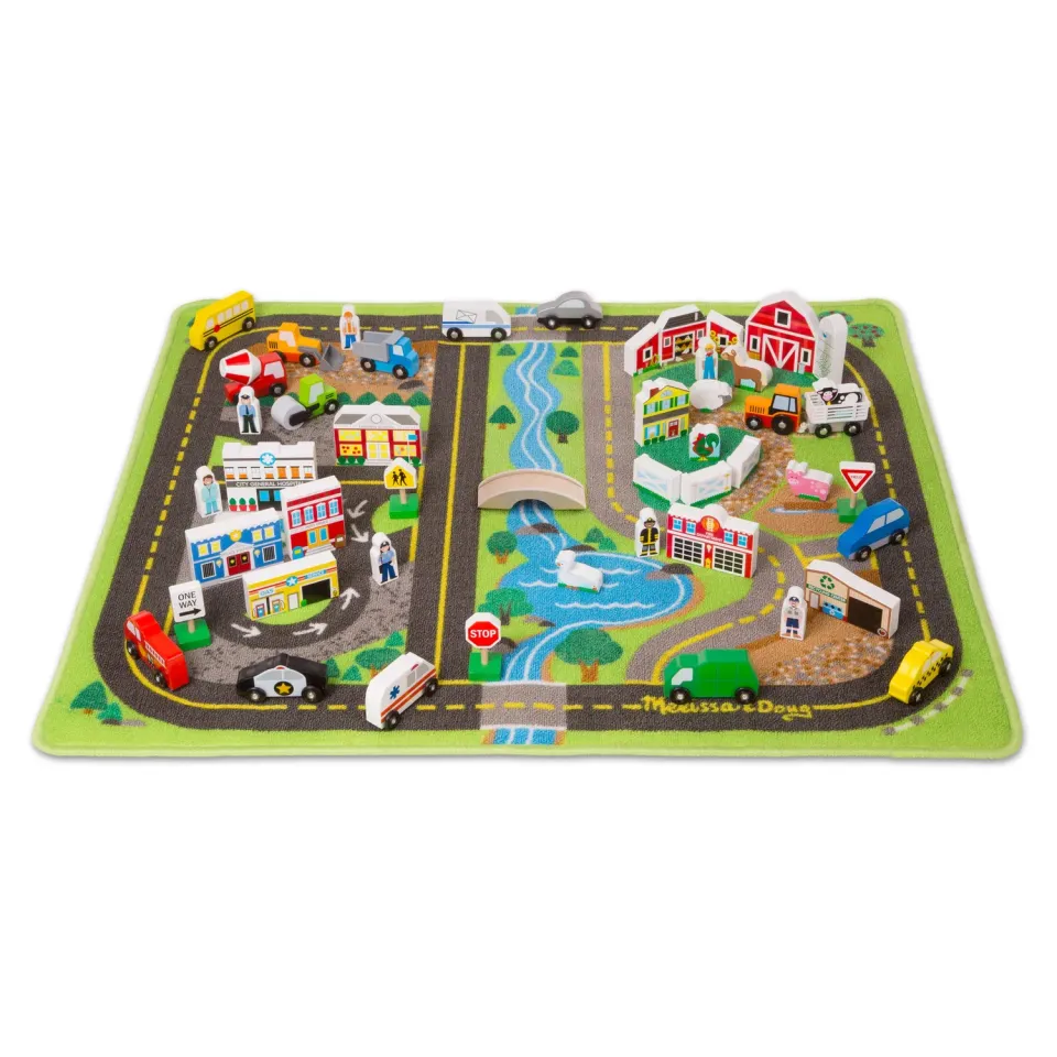 Melissa & Doug Deluxe Road Rug speelkleed 49-delig met autos