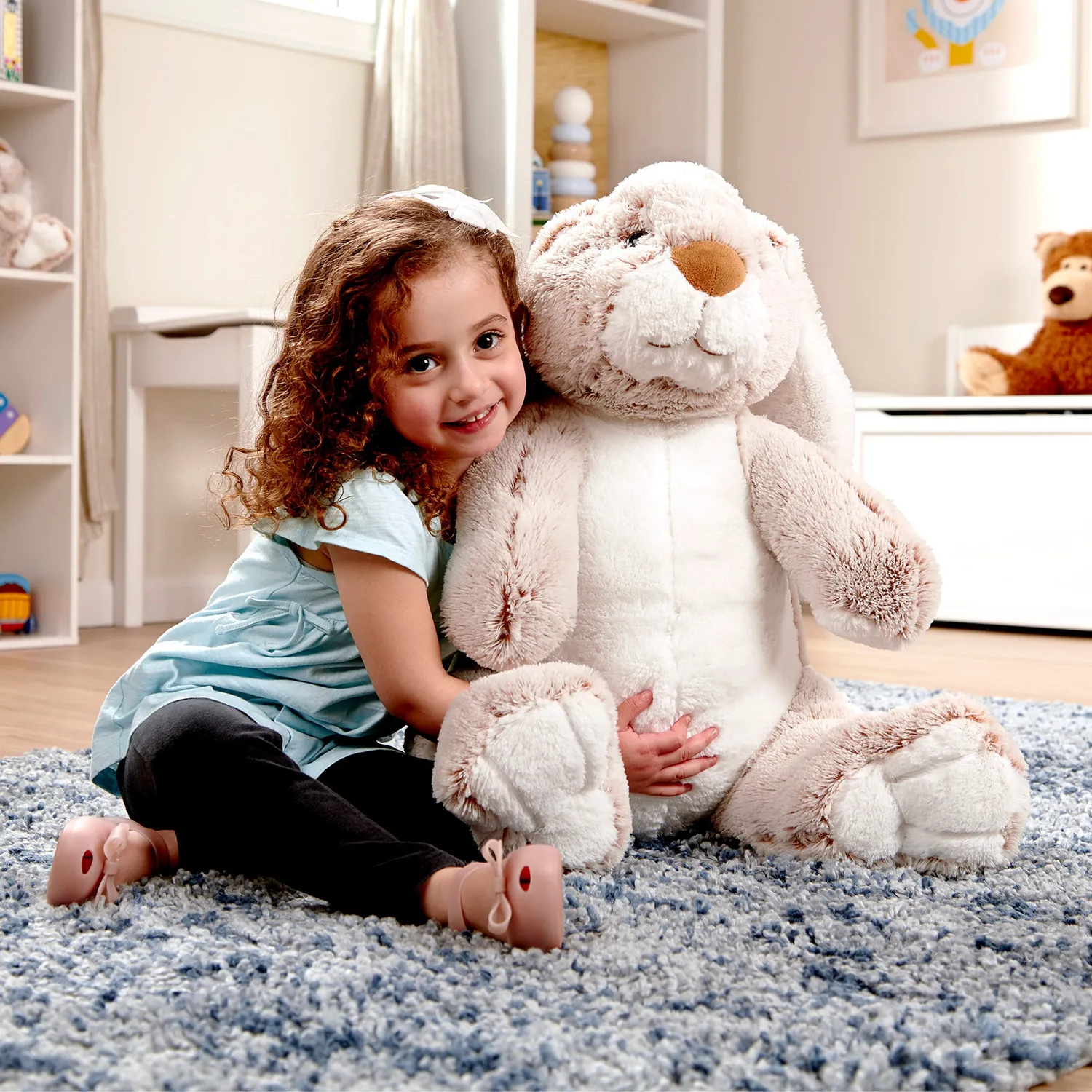 Melissa & Doug Jumbo Burrow Bunny knuffel beige 53 cm zacht