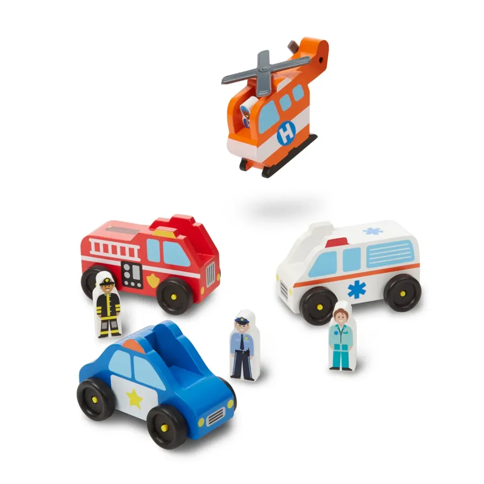 Melissa & Doug Emergency voertuigenset hout